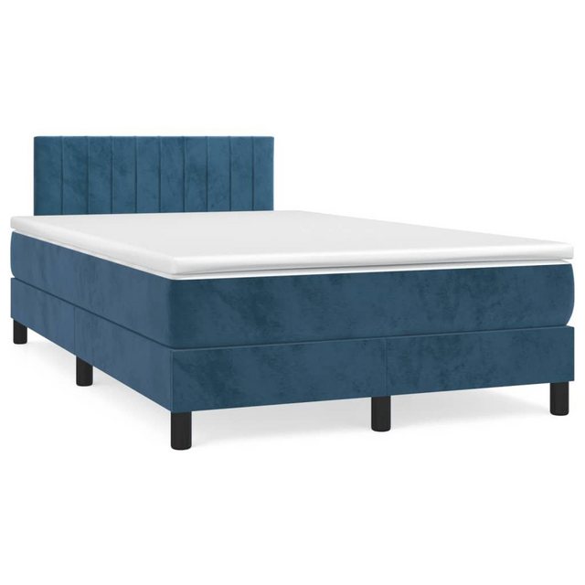 vidaXL Bettgestell Boxspringbett mit Matratze Dunkelblau 120x200 cm Samt Be günstig online kaufen