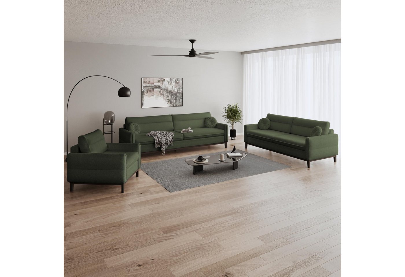 Beautysofa Polstergarnitur Belweder 3+2+1, Sofa 3-Sitzer 2-Sitzer Sessel Po günstig online kaufen