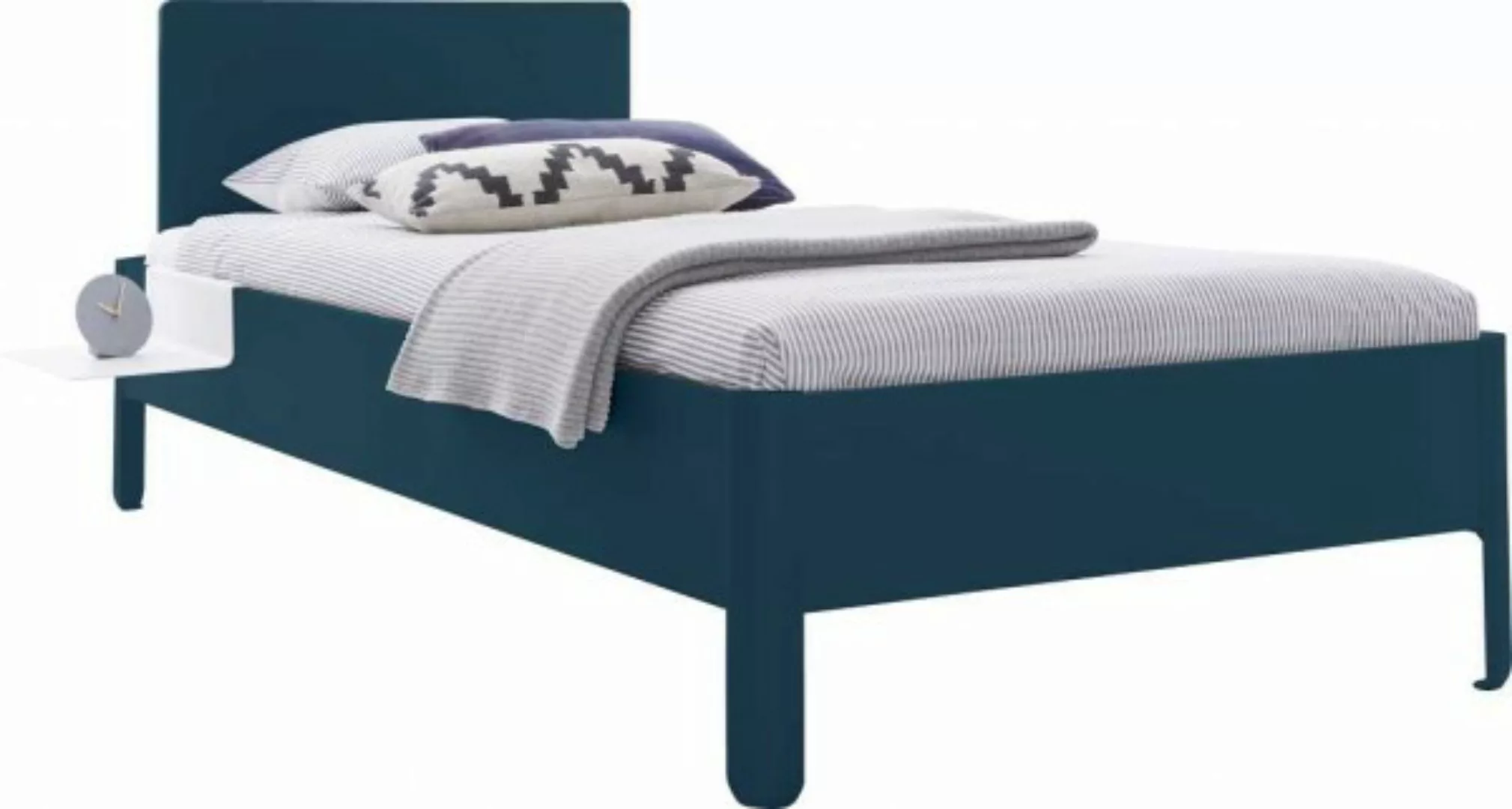 NAIT Einzelbett farbig lackiert 120 x 210cm Mit Kopfteil Sattblau günstig online kaufen