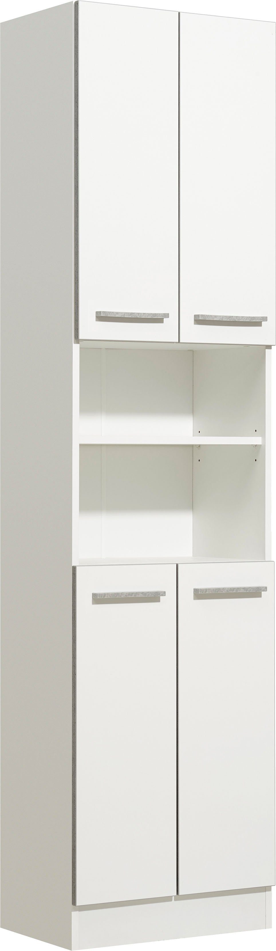 Saphir Hochschrank "Quickset 953 Badschrank 50 cm breit, 4 Türen, Nische, 3 günstig online kaufen