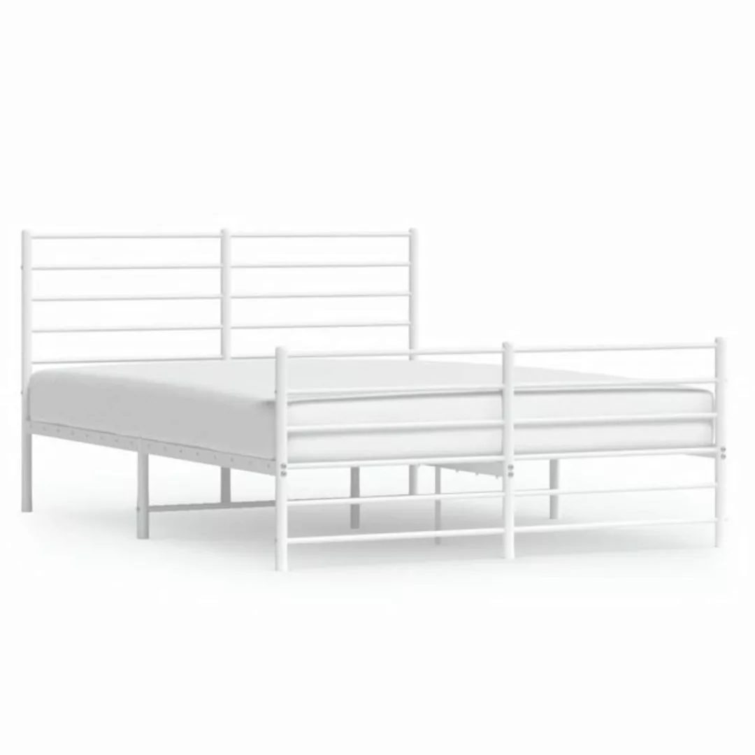 furnicato Bett Bettgestell mit Kopf- und Fußteil Metall Weiß 140x200 cm günstig online kaufen