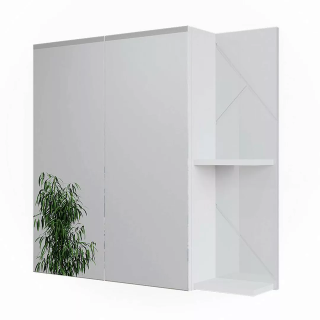 Vicco Badezimmerspiegelschrank Irma, Weiß Hochglanz, 80 x 75 cm günstig online kaufen