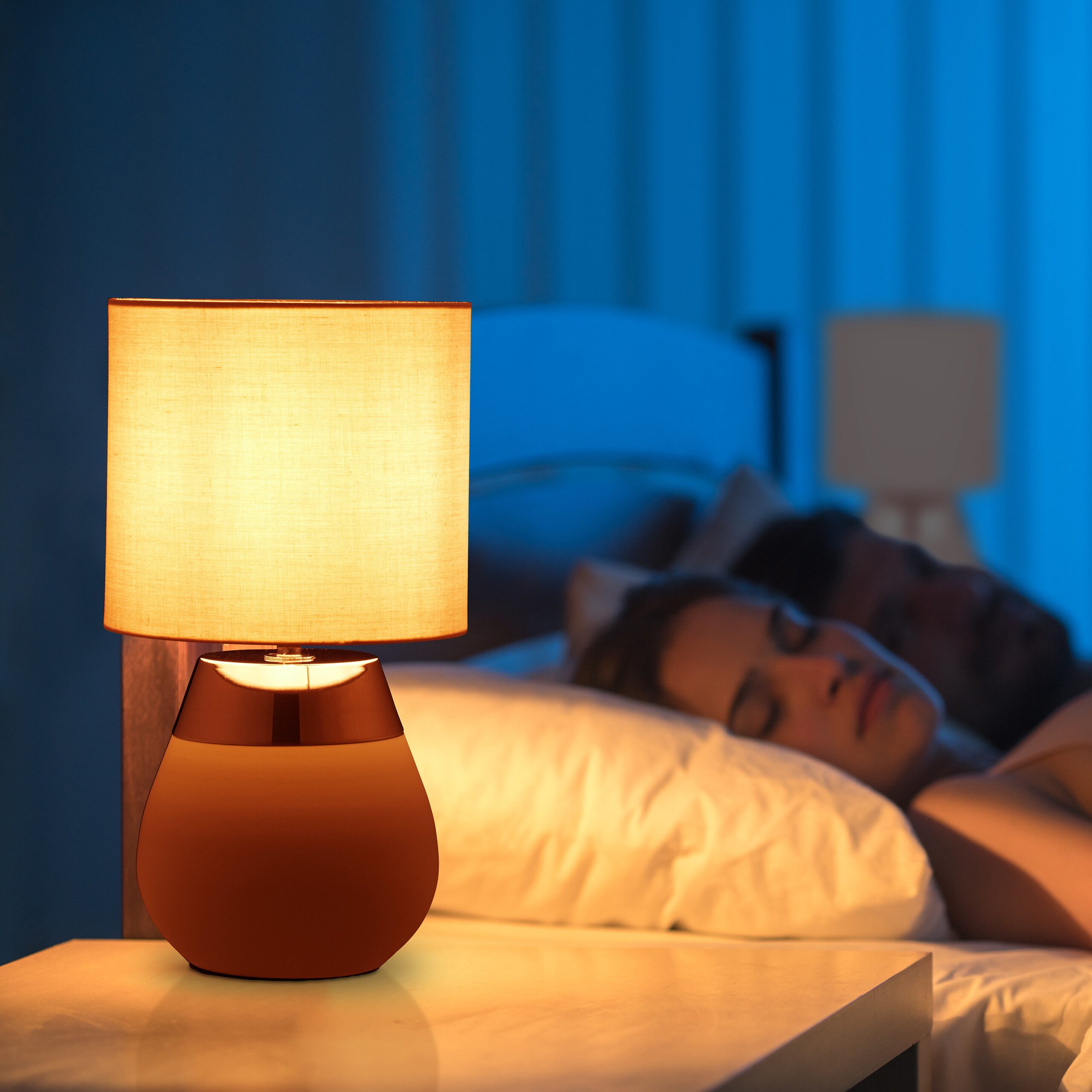 relaxdays Nachttischlampe Tischlampe mit Stoffschirm, Ein-/Ausschalter, günstig online kaufen