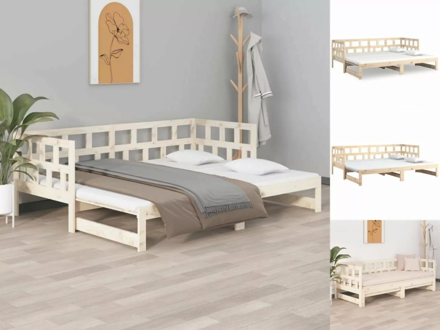 vidaXL Gästebett Tagesbett Gästebett Ausziehbar Massivholz Kiefer 2x90x200 günstig online kaufen