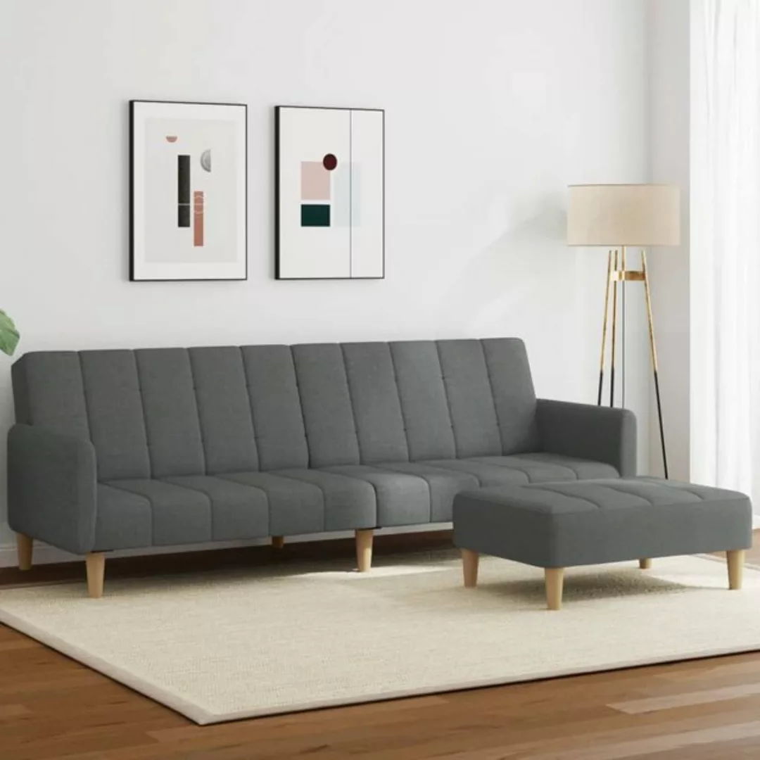 vidaXL Sofa Schlafsofa 2-Sitzer mit Fußhocker Samt, mit Armlehnen, Blau günstig online kaufen