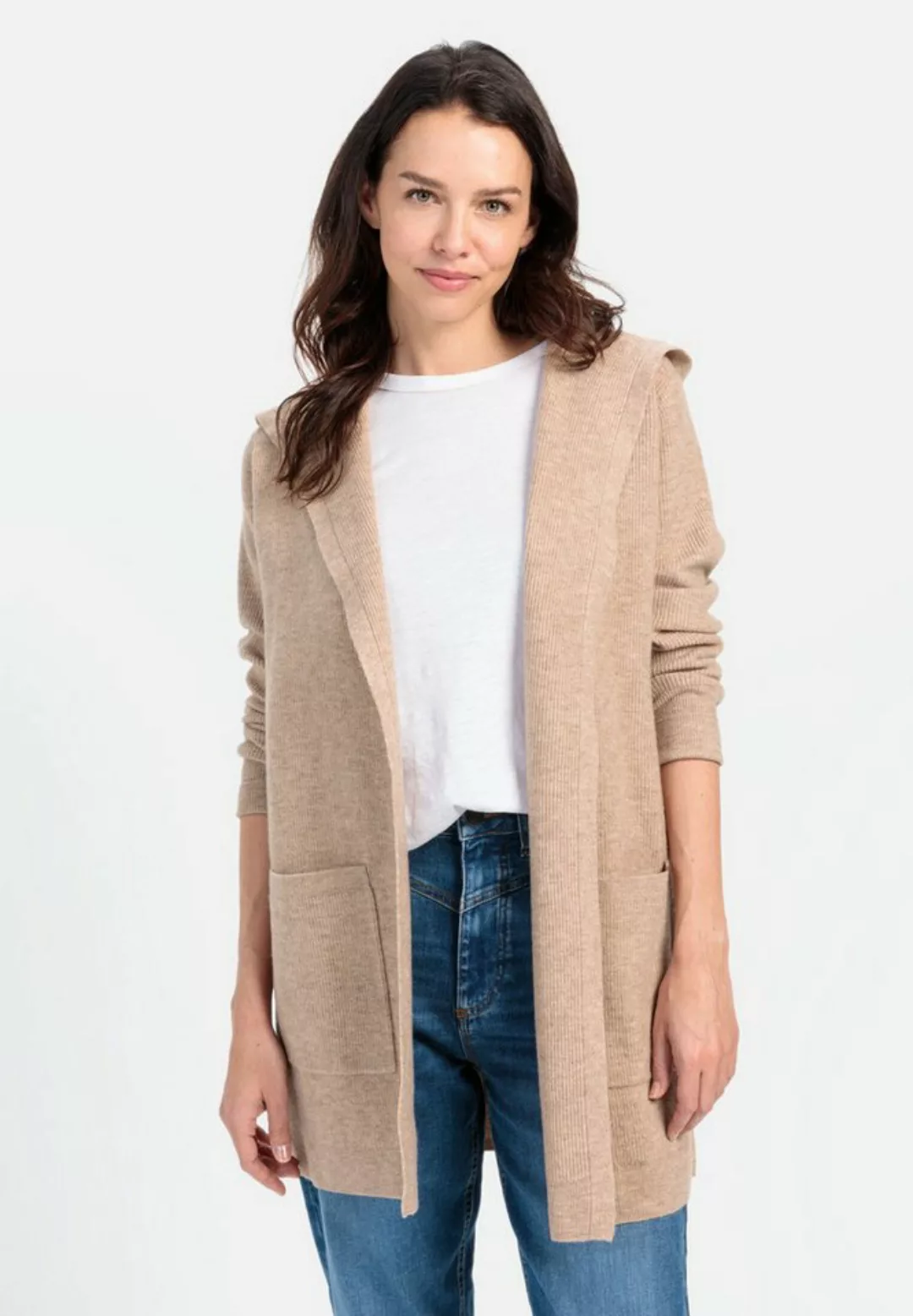 camel active Cardigan mit Kapuze Markenlogo günstig online kaufen