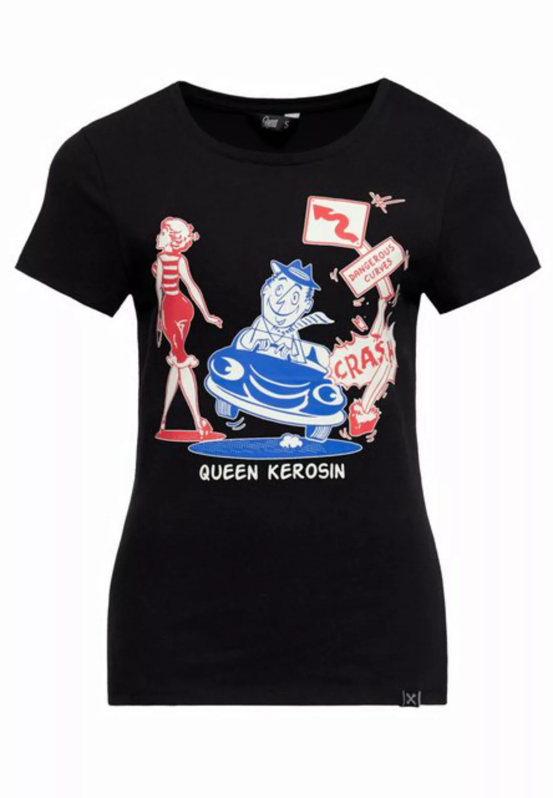 QueenKerosin Print-Shirt Dangerous Curves (1-tlg) mit 50s Comic Art Print günstig online kaufen