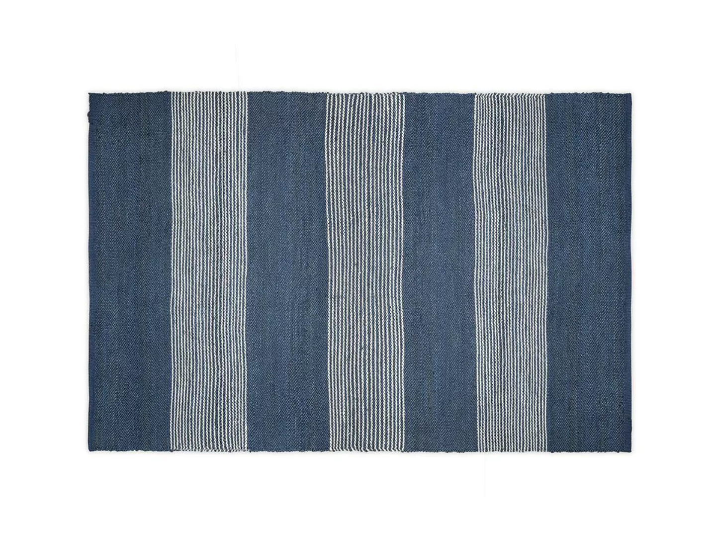 Teppich handgewebt - Jute - 200 x 290 cm - Blau & Weiß - KOCHI günstig online kaufen