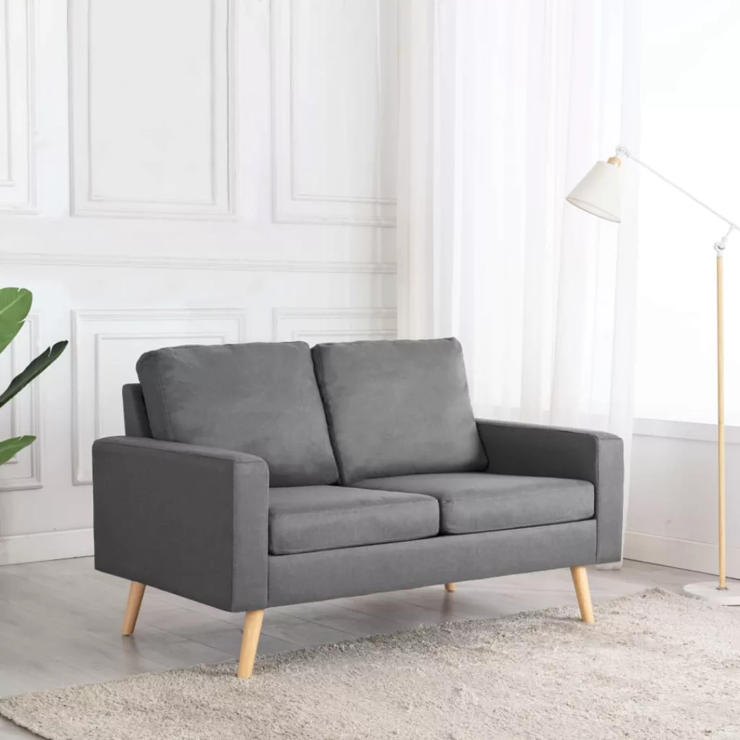 vidaXL Sofa 2-Sitzer-Sofa Hellgrau Stoff Couch günstig online kaufen