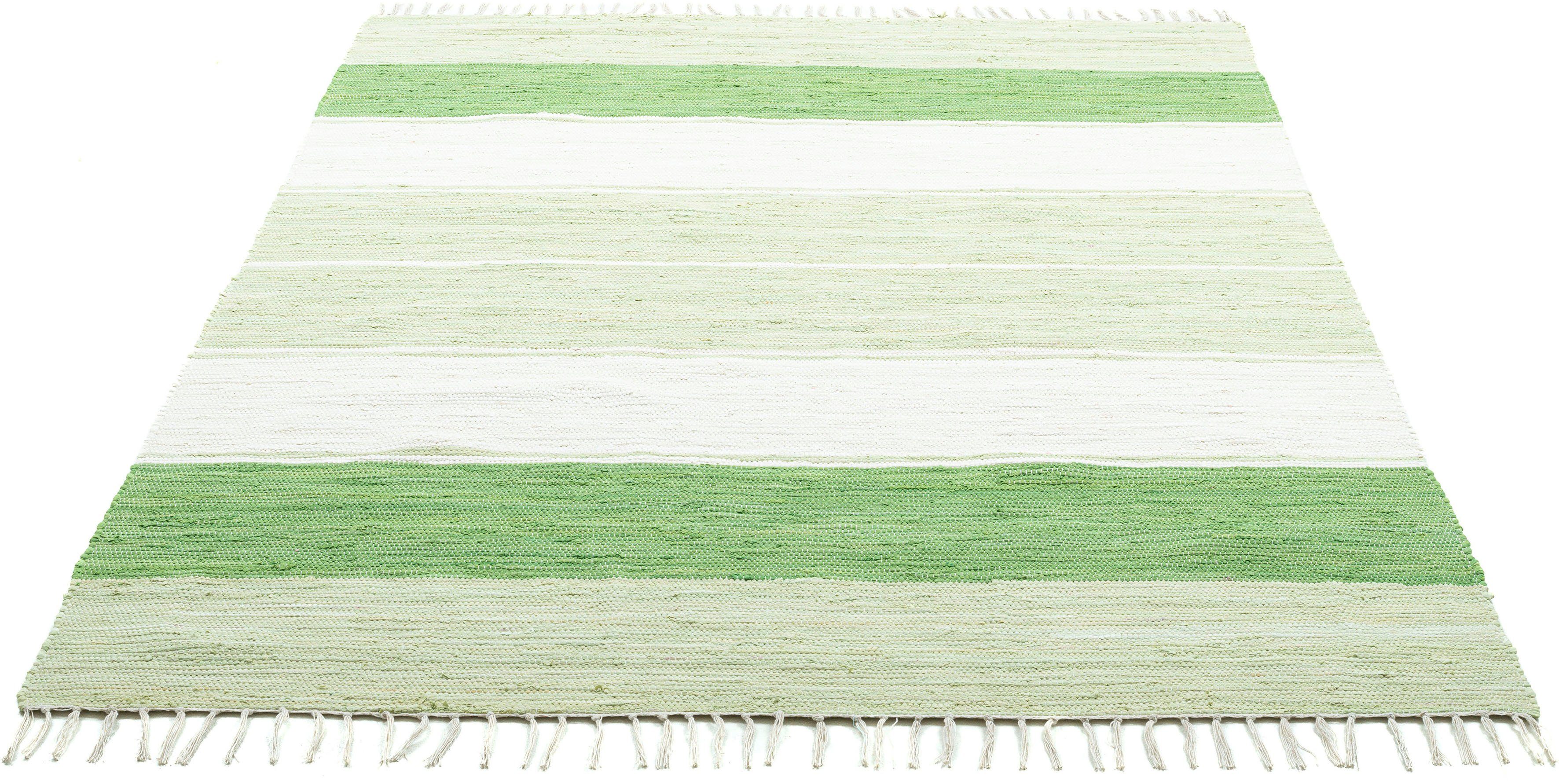 THEKO Teppich Stripe Cotton, handgewebt, rechteckig, günstig online kaufen