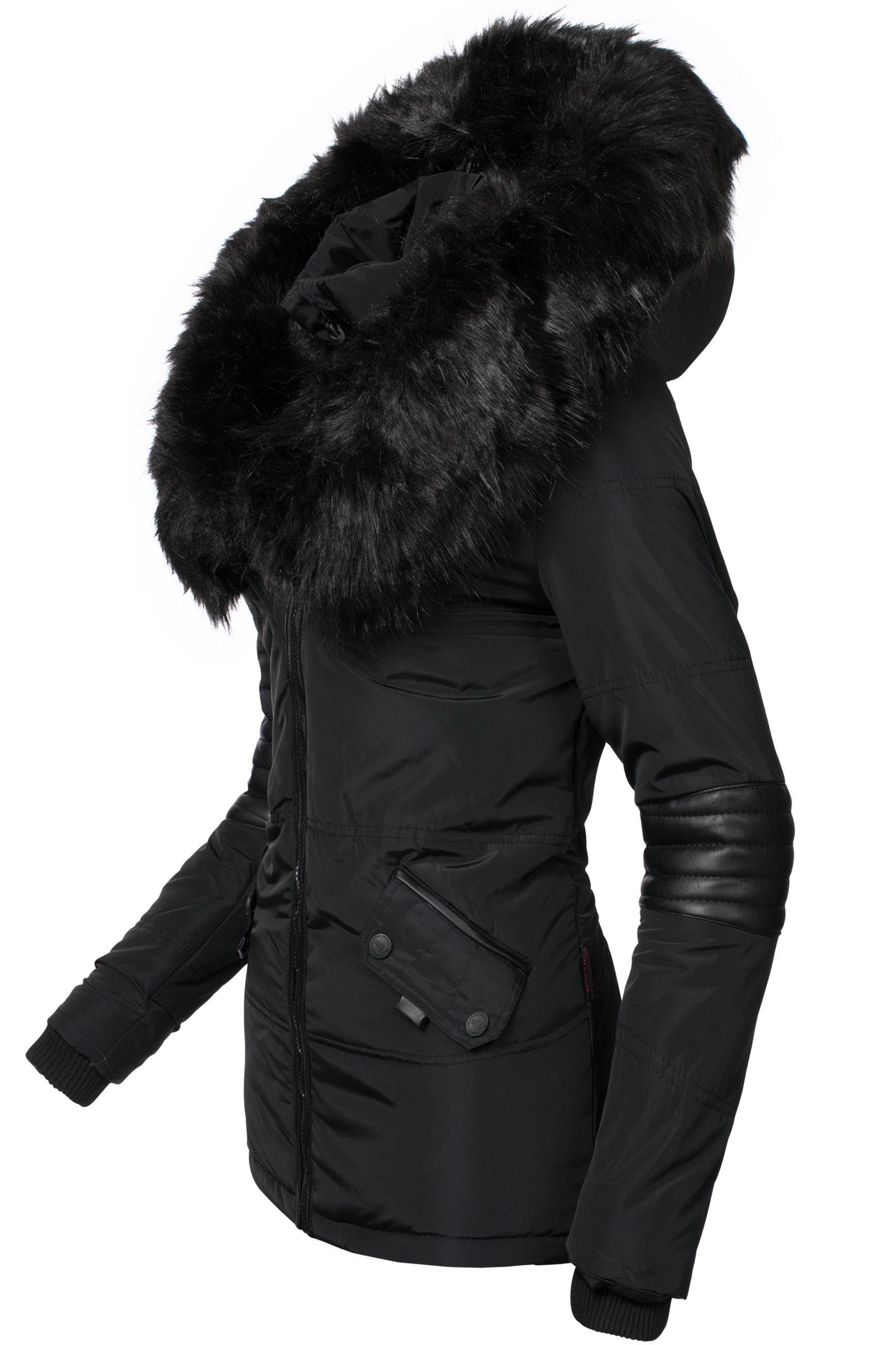 Navahoo Winterjacke "Nirvana", mit Kapuze, edle Steppjacke m. schwarzem Kun günstig online kaufen