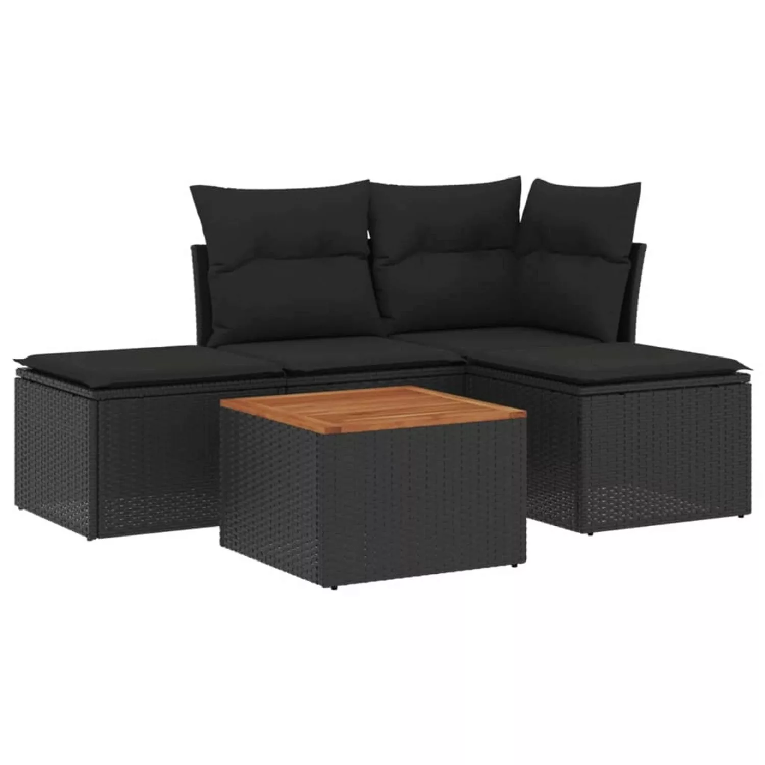 vidaXL 5-tlg Garten-Sofagarnitur mit Kissen Schwarz Poly Rattan Modell 56 günstig online kaufen