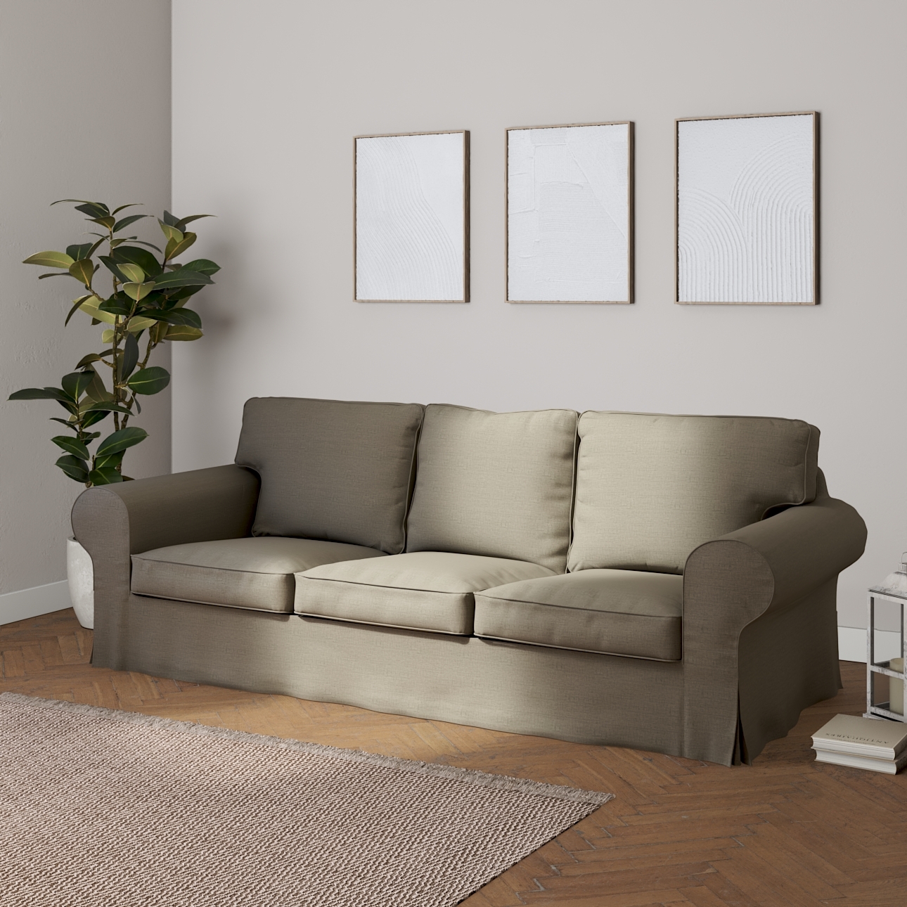 Bezug für Ektorp 3-Sitzer Sofa nicht ausklappbar, beige-grau, Sofabezug für günstig online kaufen