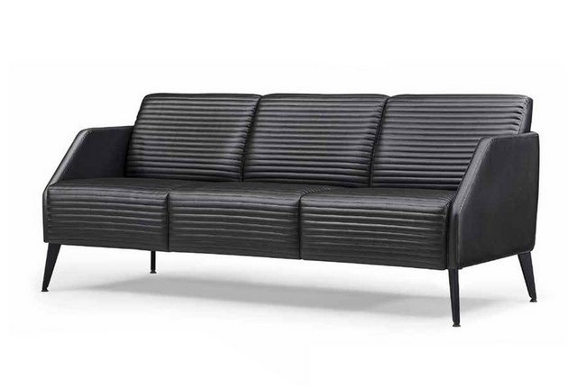 JVmoebel Sofa Designer Schwarze Ledercouch Wohnzimmer Dreisitzer Luxus Pols günstig online kaufen