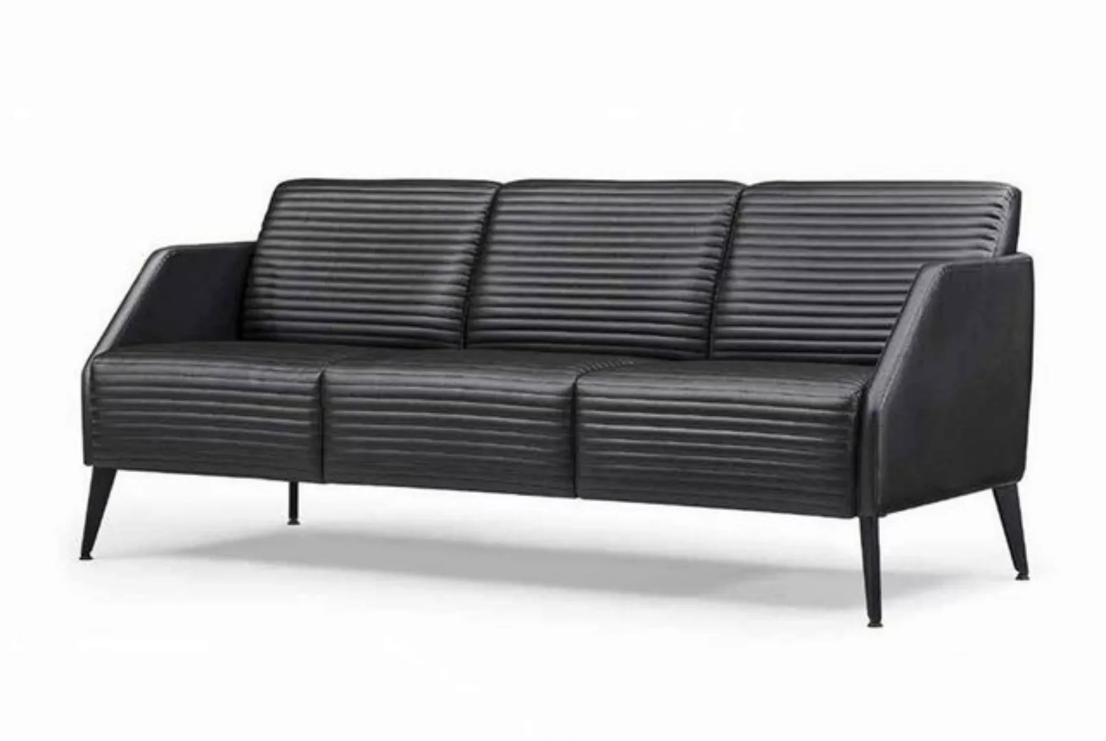 JVmoebel Sofa Designer Schwarze Ledercouch Wohnzimmer Dreisitzer Luxus Pols günstig online kaufen