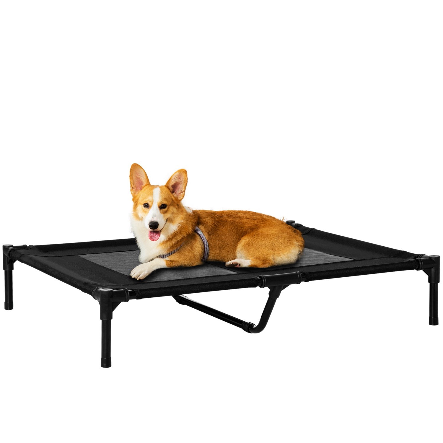 PawHut Hundeliege  Erhöhtes Outdoor Hundebett & Hundesofa, Oxford Schwarz, günstig online kaufen