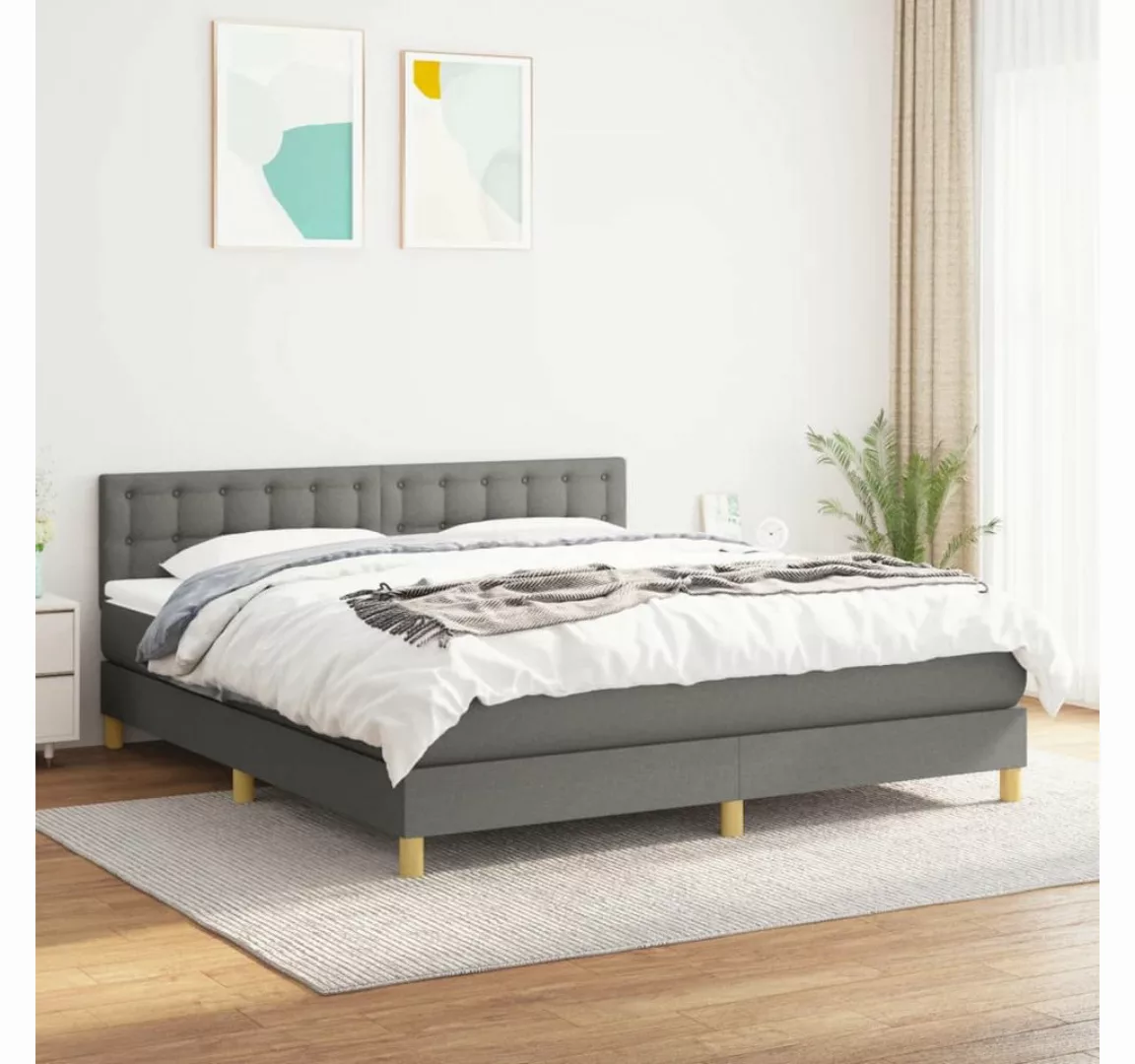 vidaXL Boxspringbett Boxspringbett mit Matratze Dunkelgrau 160x200 cm Stoff günstig online kaufen