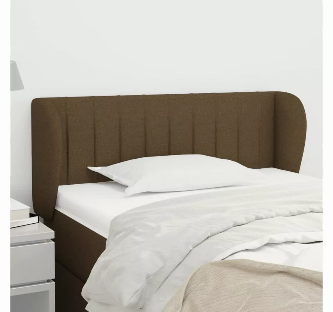 vidaXL Bett, Kopfteil mit Ohren Dunkelbraun 103x23x78/88 cm Stoff günstig online kaufen