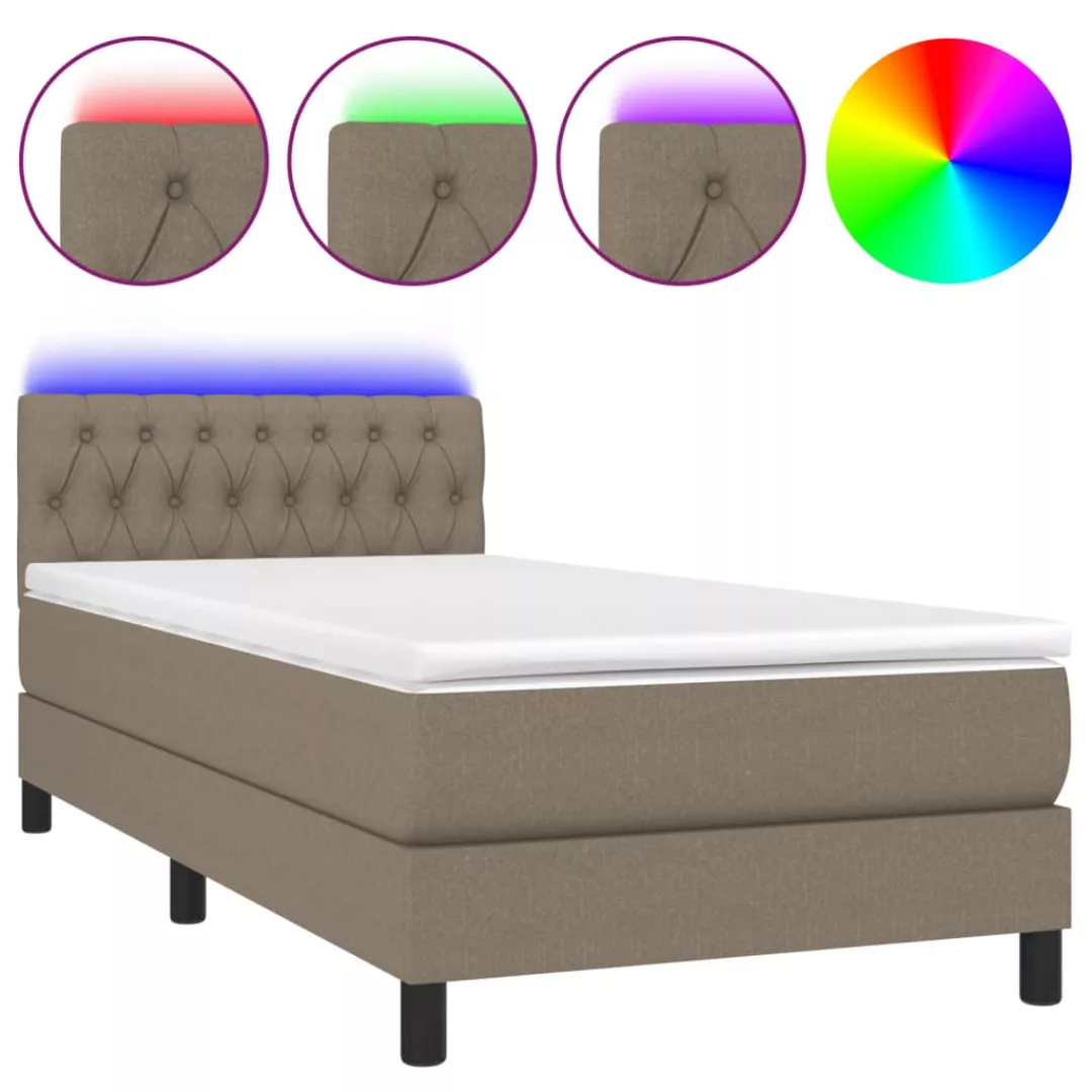 Vidaxl Boxspringbett Mit Matratze & Led Taupe 100x200 Cm Stoff günstig online kaufen