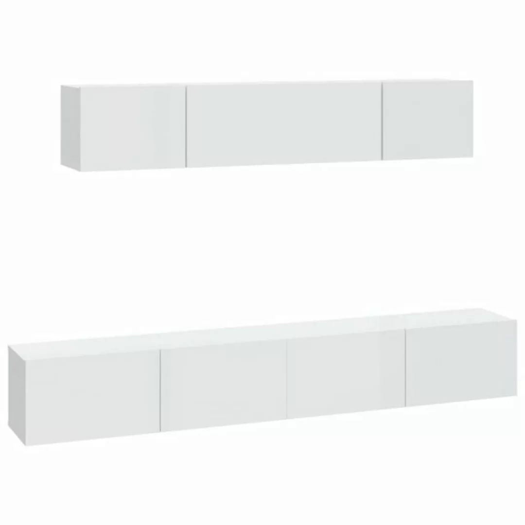 vidaXL TV-Schrank 4-tlg. TV-Schrank-Set Hochglanz-Weiß Holzwerkstoff (4-St) günstig online kaufen