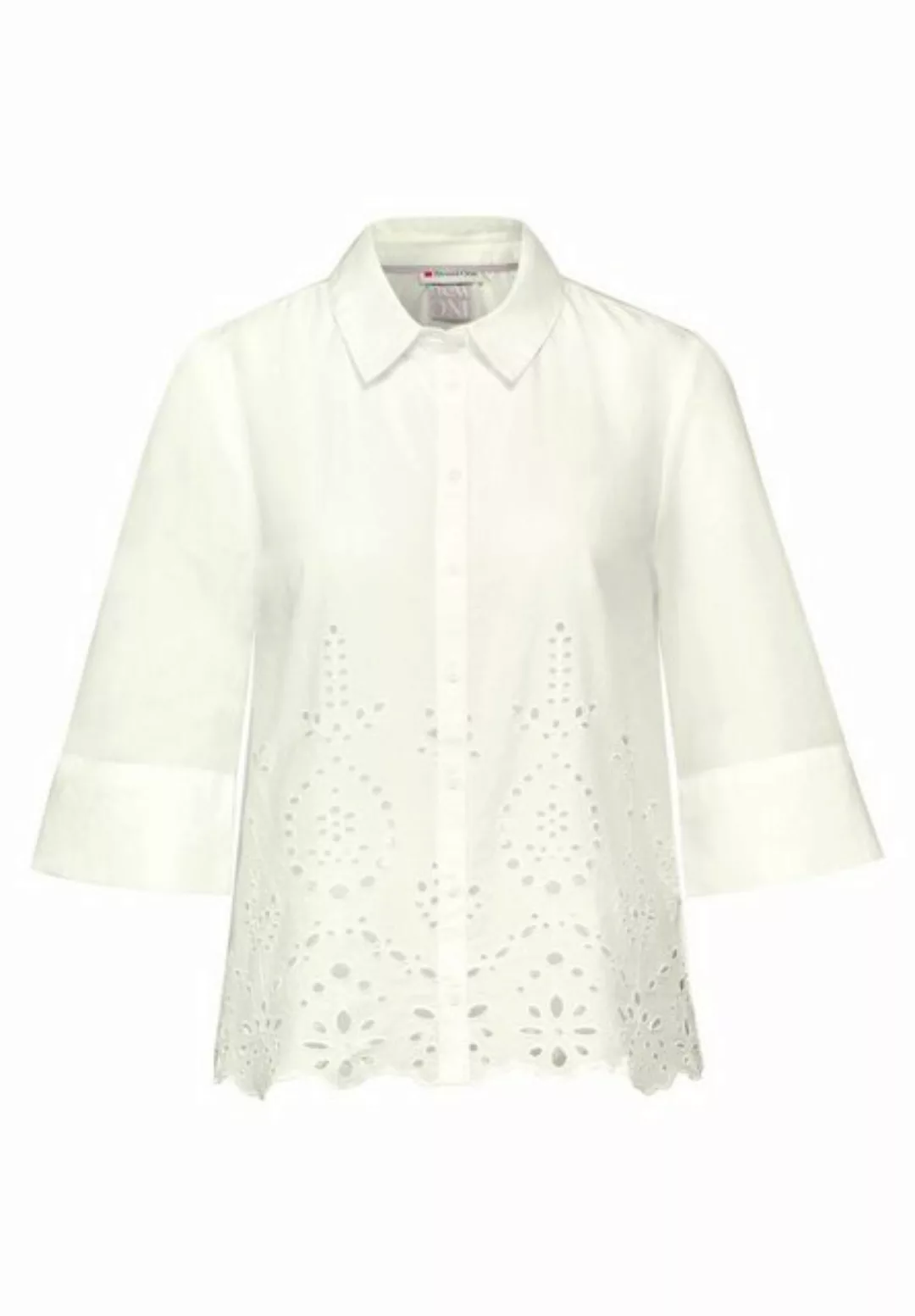 STREET ONE Blusenshirt Feminin crochet shirtcollar bl, off white günstig online kaufen