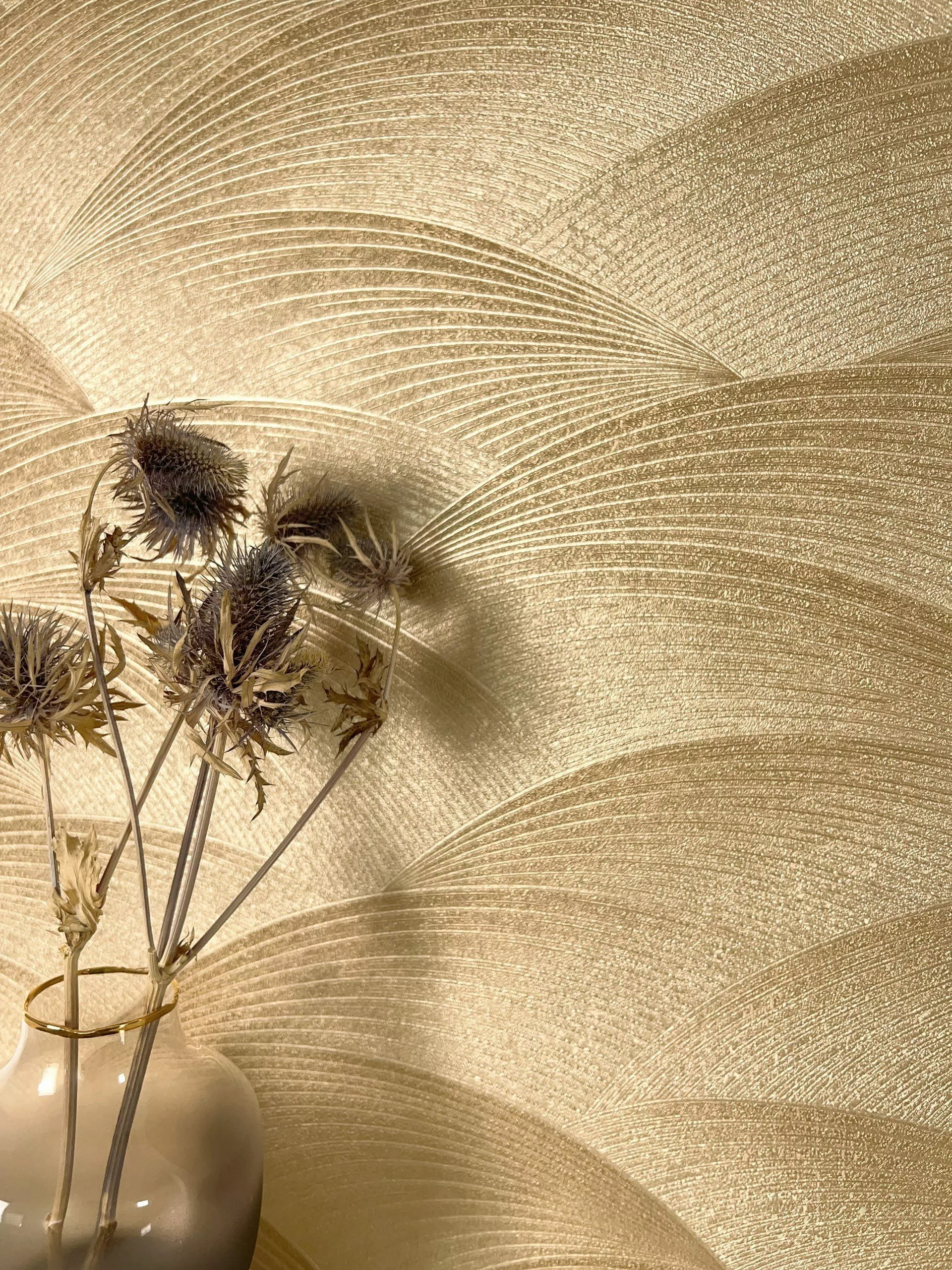 Newroom Vliestapete, Gold Tapete Modern Wellen günstig online kaufen