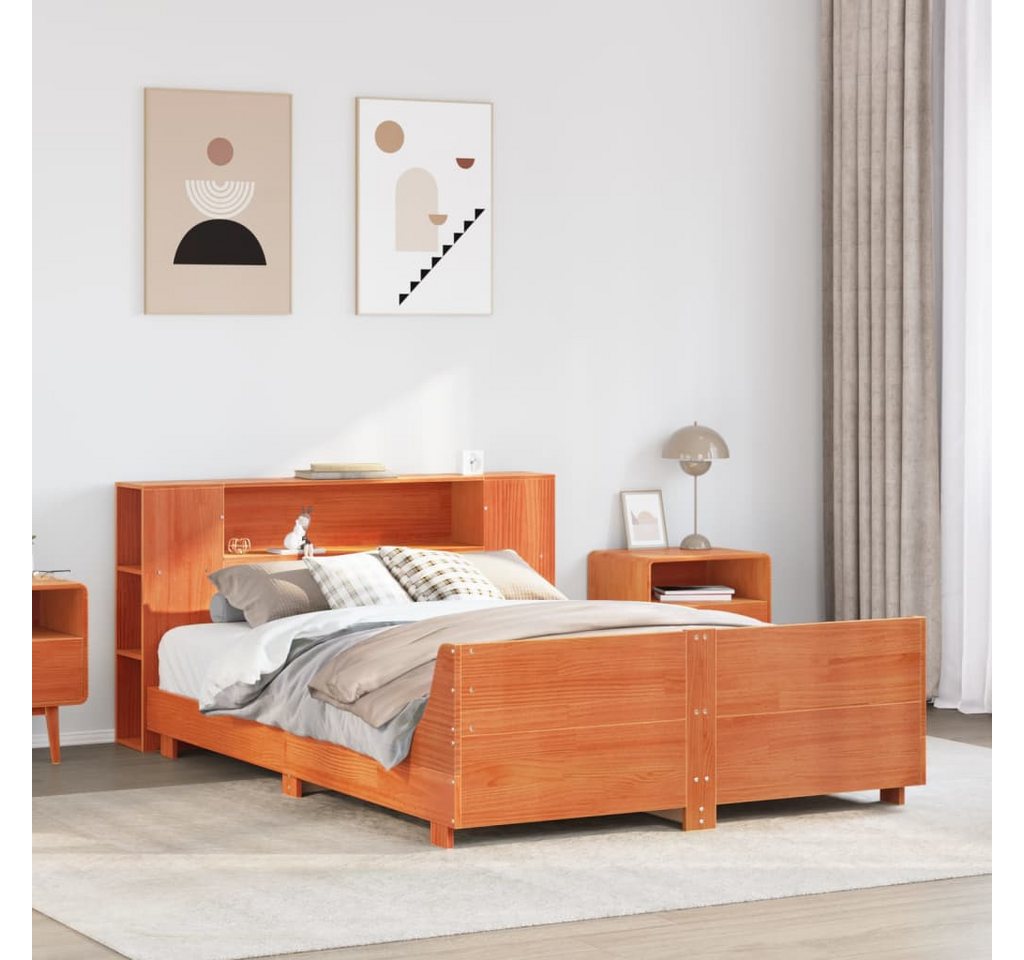 vidaXL Bett, Massivholzbett ohne Matratze Wachsbraun 120x200 cm Kiefernholz günstig online kaufen