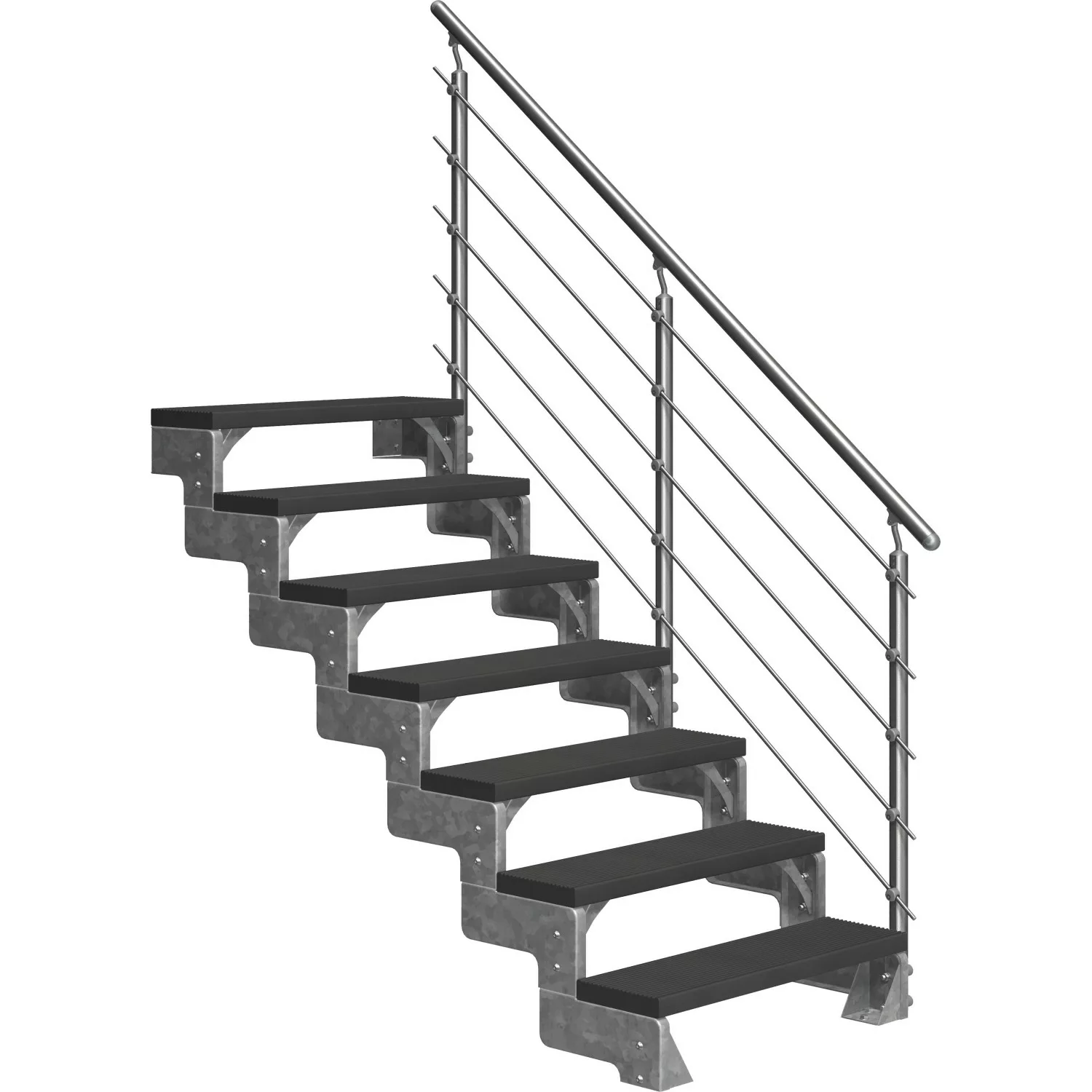 DOLLE Außentreppe Gardentop 7 TRIMAX-Stufen 100 cm anthrazit + Geländer günstig online kaufen