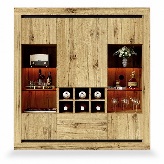 Rhein Beleuchtung Küchenbuffet Elegantes Sideboard im Holzdesign (mit Schub günstig online kaufen