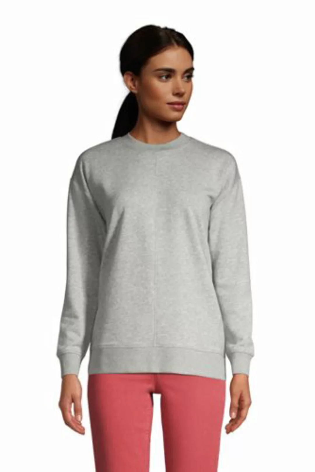 Sweatshirt, Damen, Größe: L Normal, Grau, Baumwolle, by Lands' End, Grau-Me günstig online kaufen