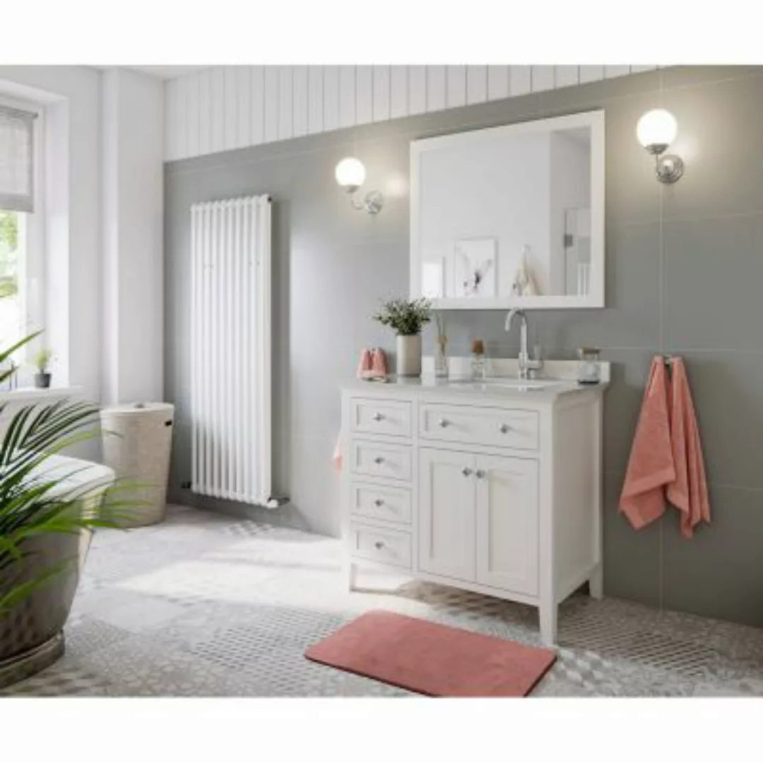 Lomadox Waschtisch Set Landhaus Design Massivholz in weiß lackiert EVERETT- günstig online kaufen