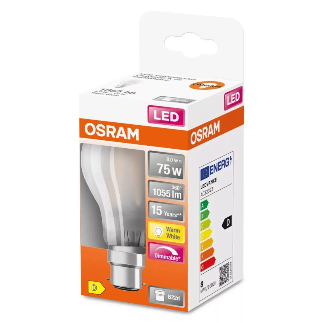 OSRAM LED Leuchtmittel in Weiß 7,5W 1055lm B22d Birne - A60 dimmbar günstig online kaufen