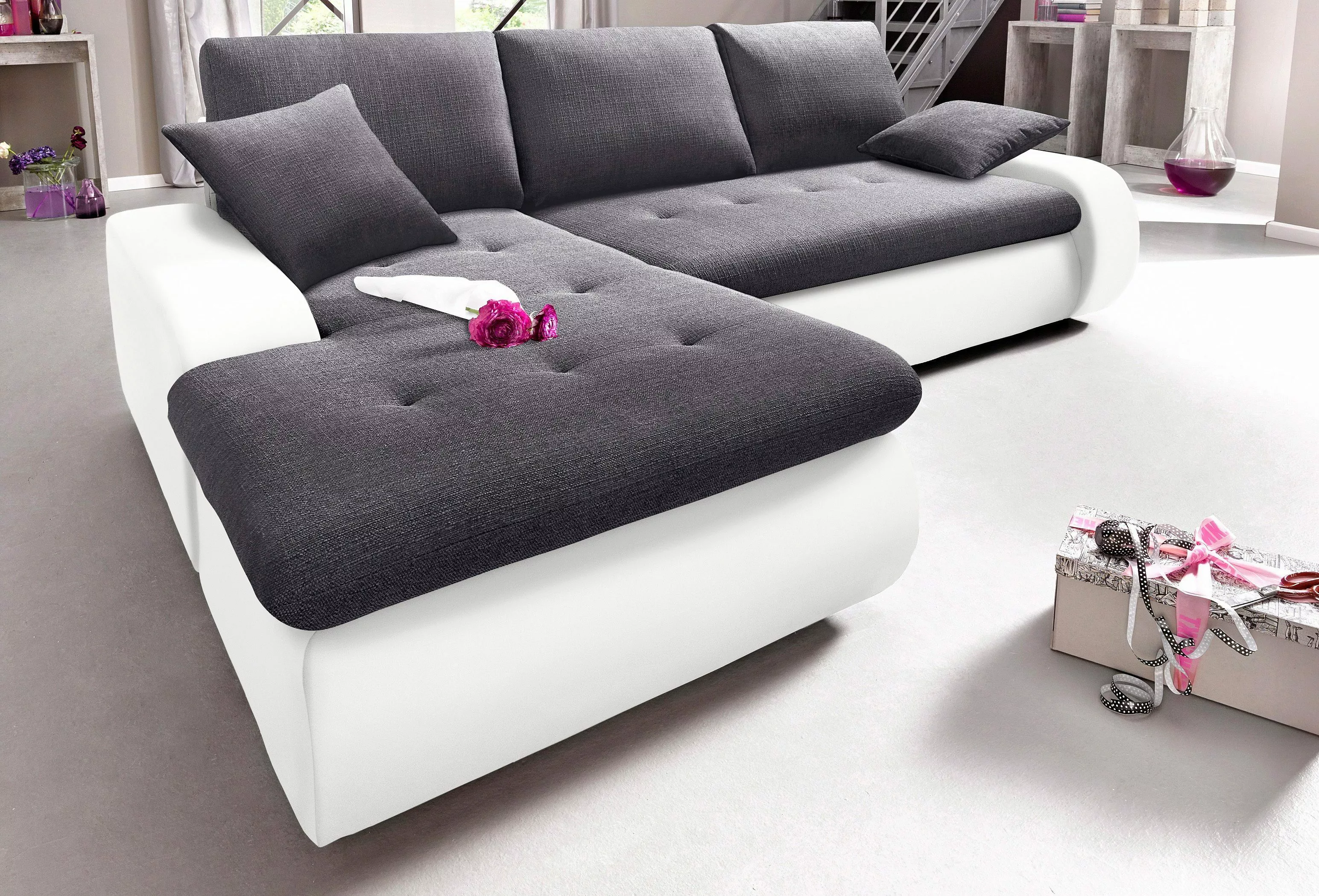 TRENDMANUFAKTUR Ecksofa "Indie, modern und bequem, Materialmix, L-Form", wa günstig online kaufen