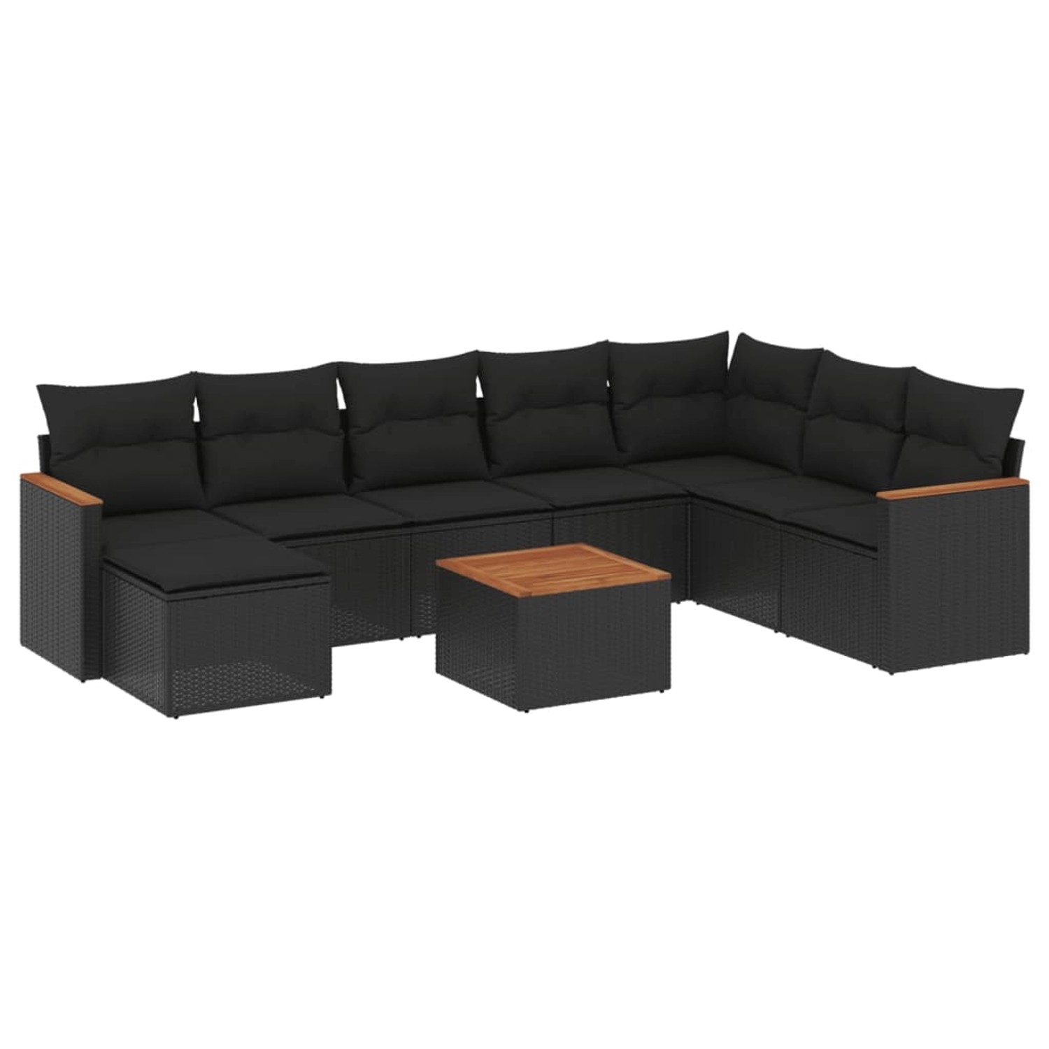 vidaXL 9-tlg Garten-Sofagarnitur mit Kissen Schwarz Poly Rattan Modell 149 günstig online kaufen