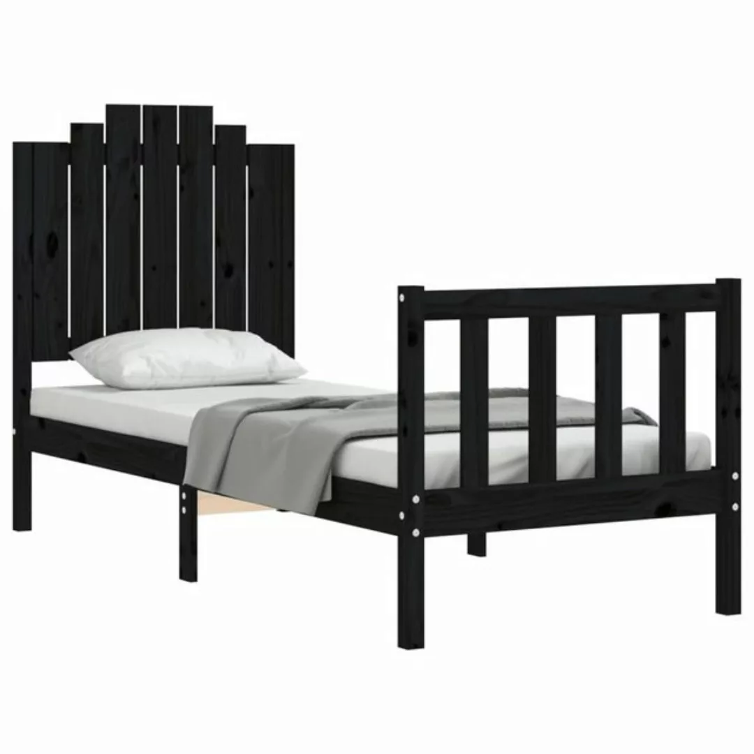 vidaXL Bett Massivholzbett mit Kopfteil Schwarz günstig online kaufen