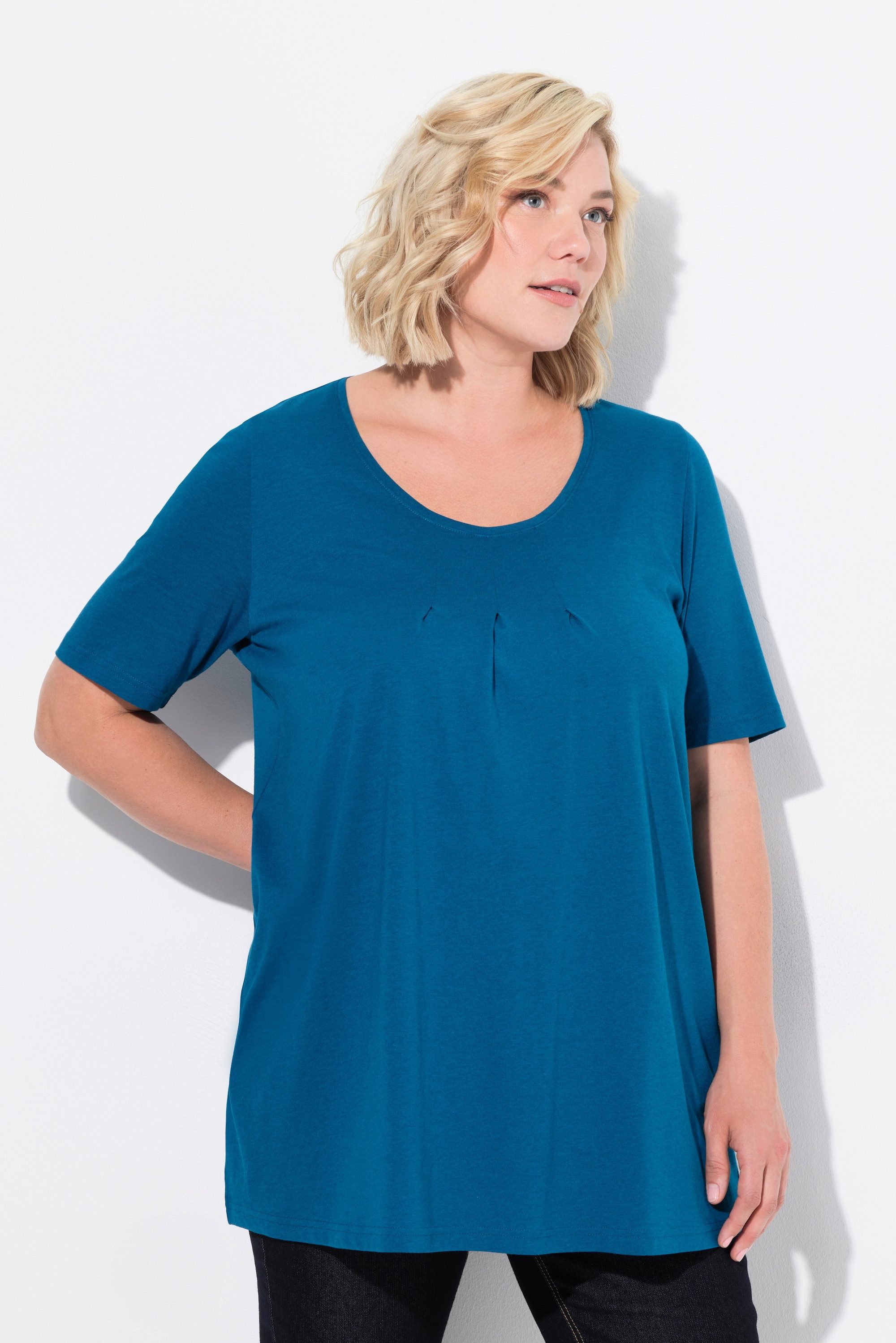 Ulla Popken T-Shirt T-Shirt Zierfalten A-Linie günstig online kaufen
