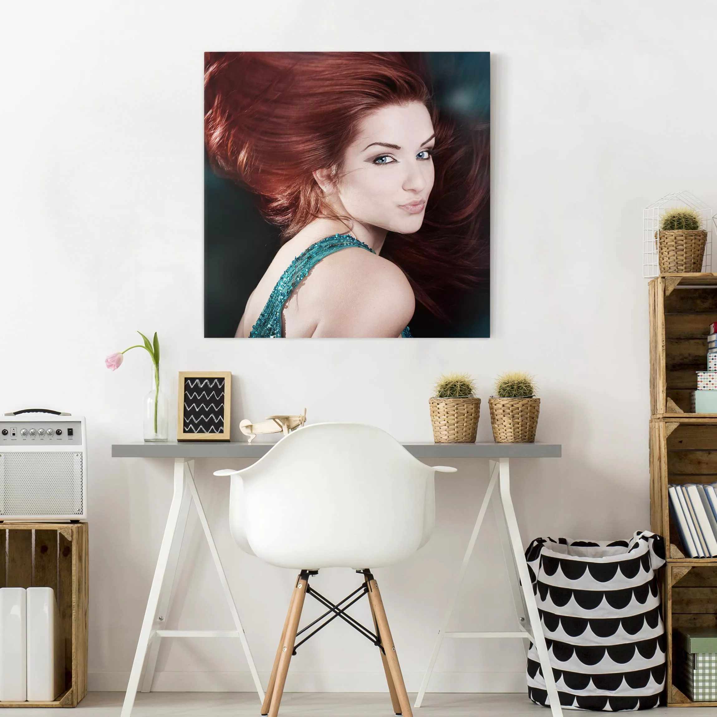 Leinwandbild Portrait - Quadrat Redhaired Beauty günstig online kaufen