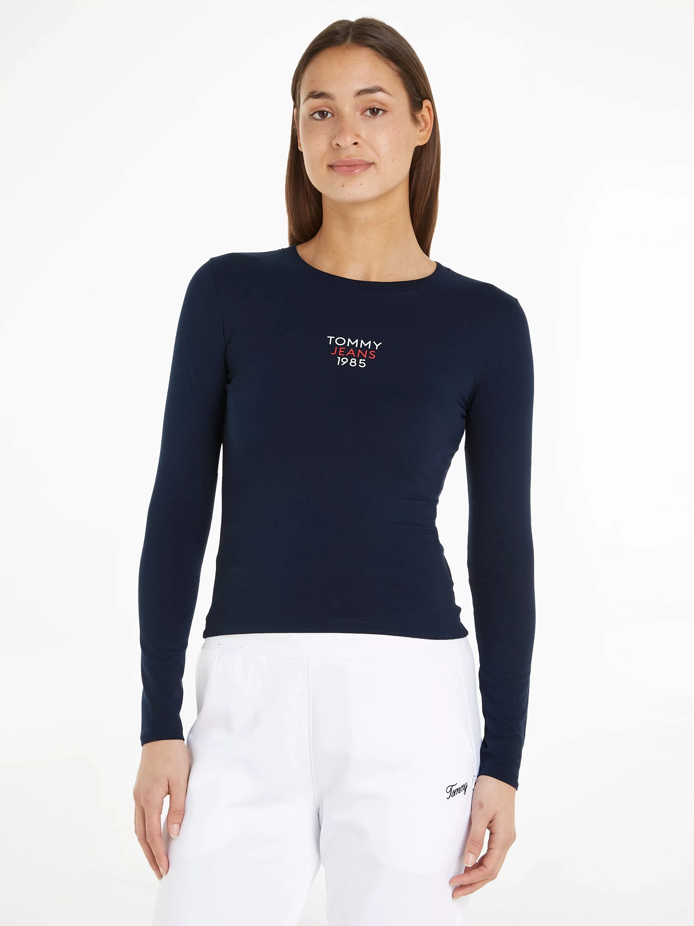Tommy Jeans Langarmshirt Slim Fit Essential Logo Longsleeve Shirt mit Logos günstig online kaufen