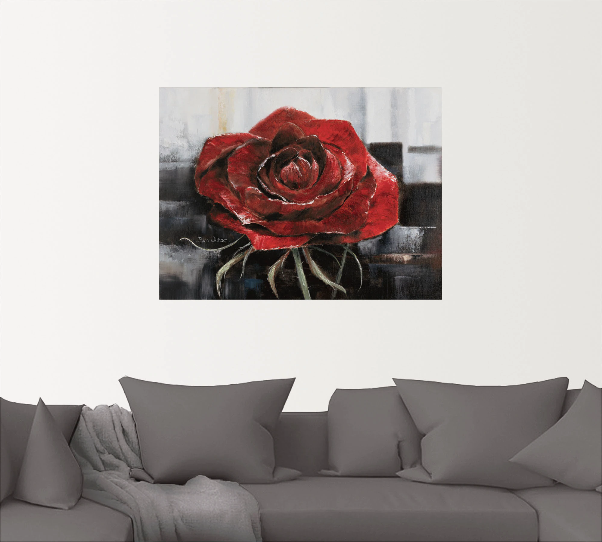 Artland Wandbild »Blühende rote Rose«, Blumen, (1 St.), als Leinwandbild, P günstig online kaufen