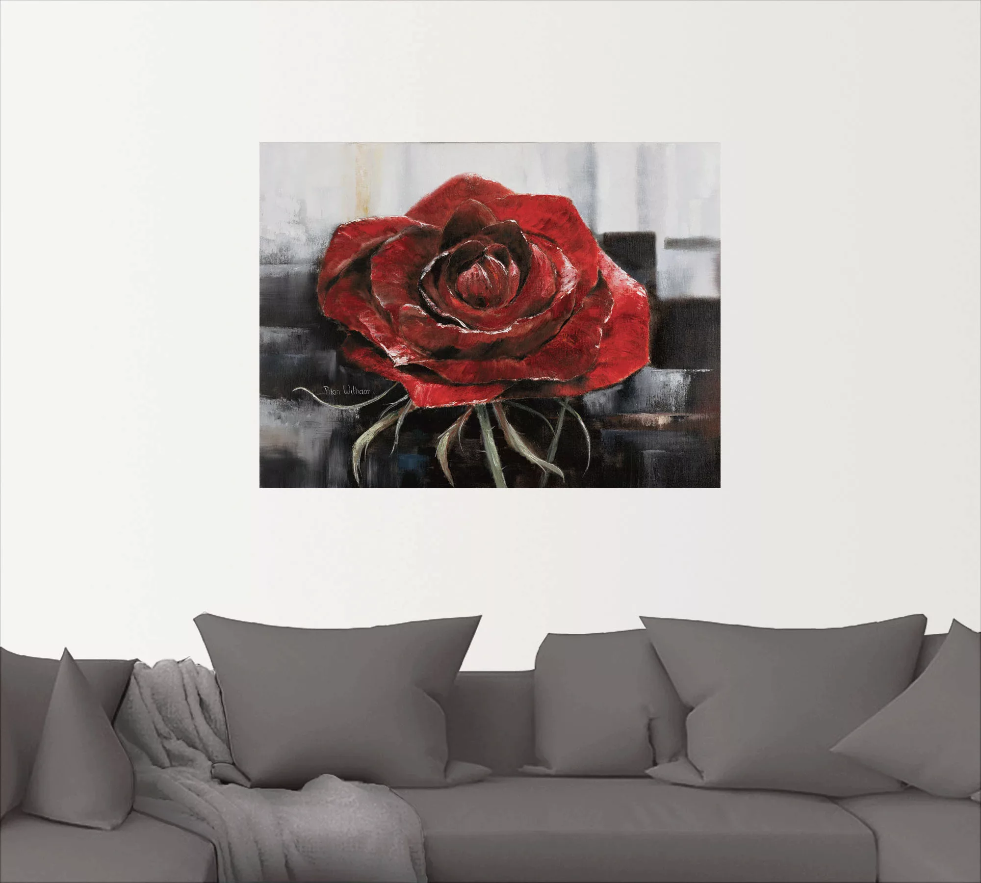 Artland Wandbild "Blühende rote Rose", Blumen, (1 St.), als Leinwandbild, P günstig online kaufen