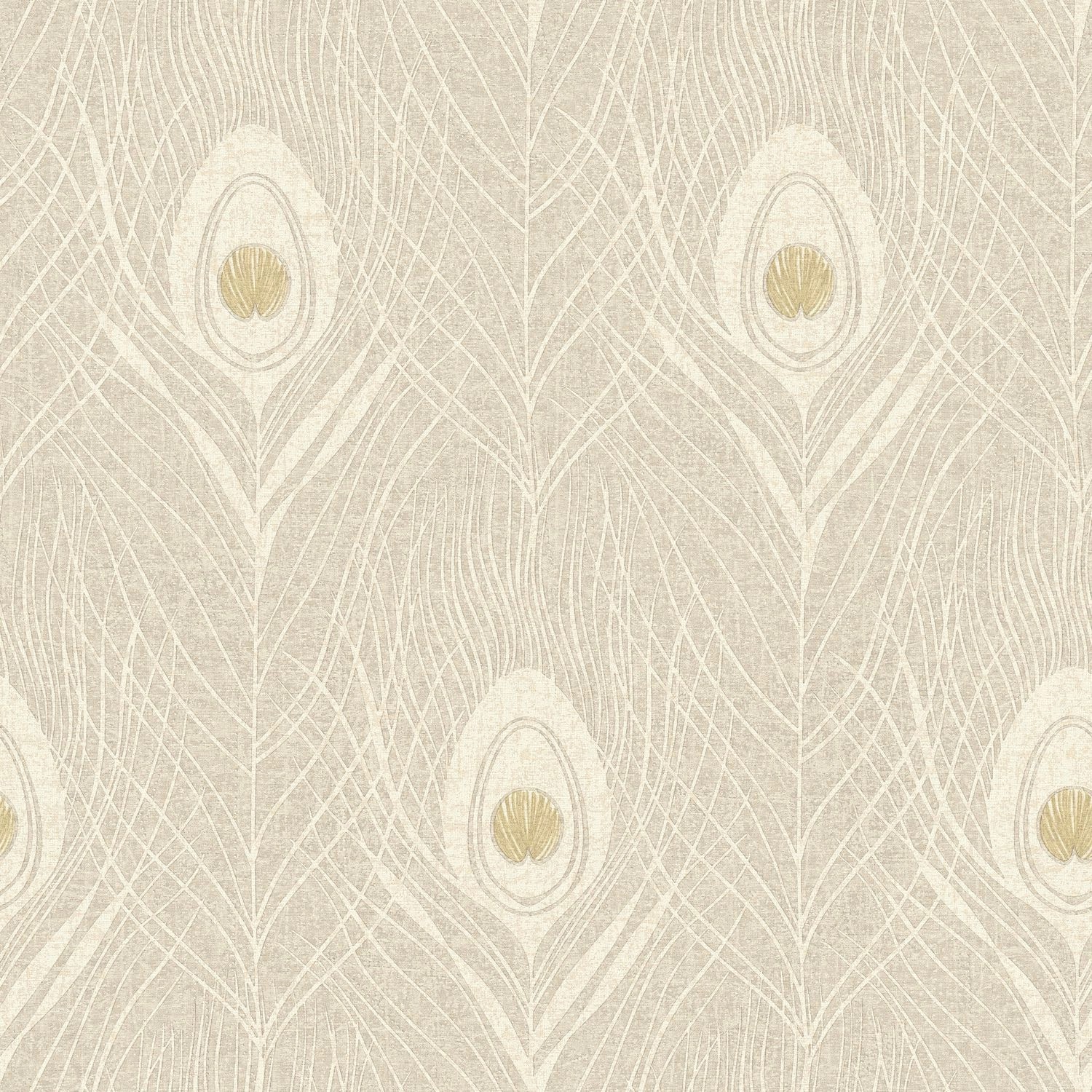 PROFHOME 369717-GU Natur Tapete Federn Matt Beige Gold Grau 0,53 m x 10,05 günstig online kaufen