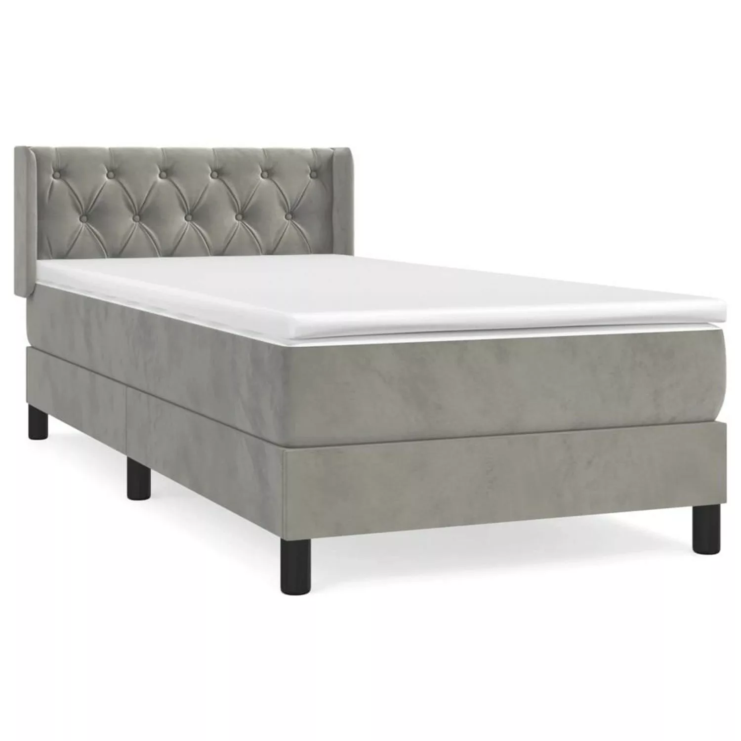 vidaXL Boxspringbett mit Matratze Hellgrau 80x200 cm Samt1537621 günstig online kaufen