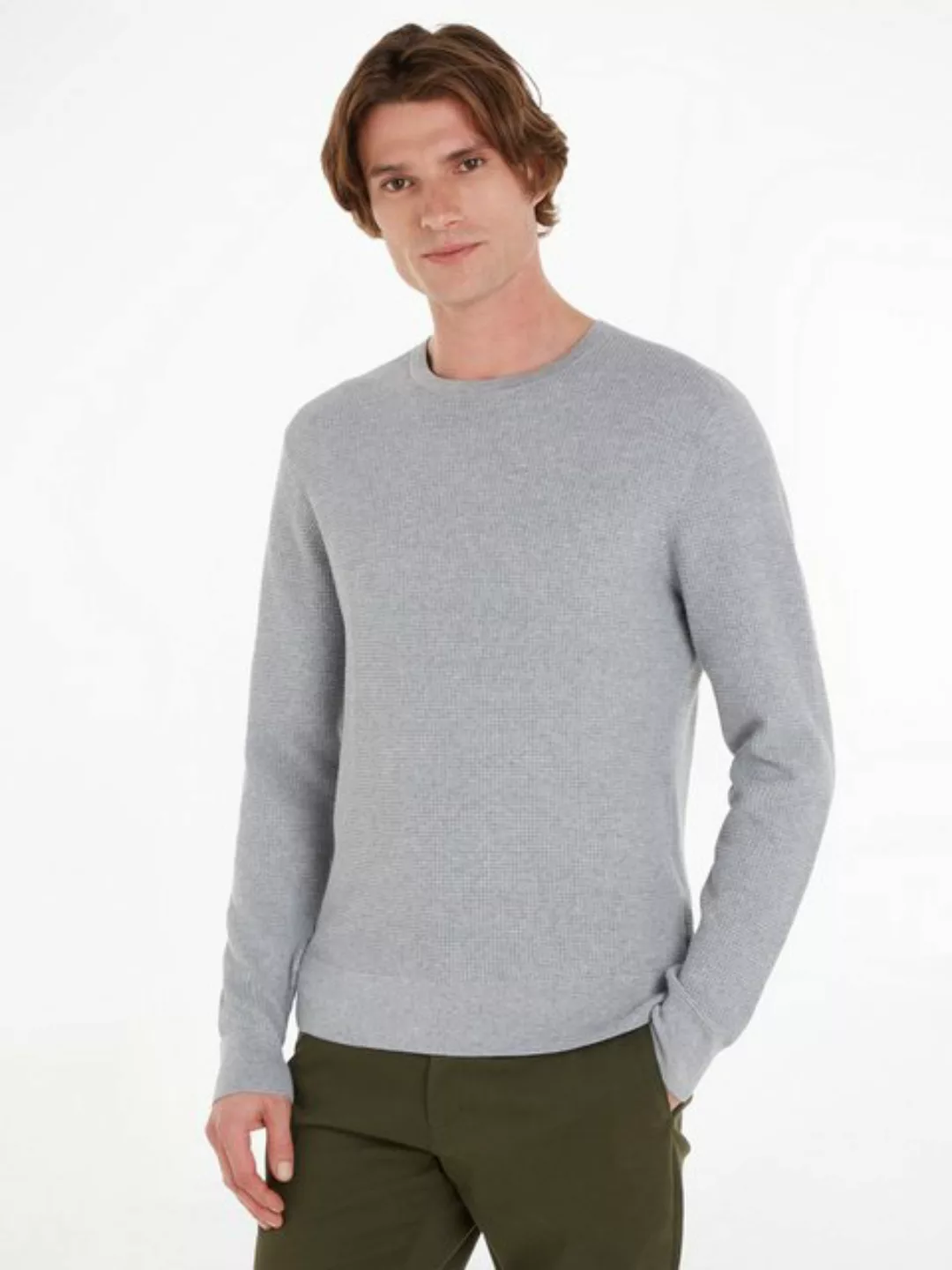 Calvin Klein Rundhalspullover WAFFLE STRUCTURE SWEATER mit Markenlabel günstig online kaufen