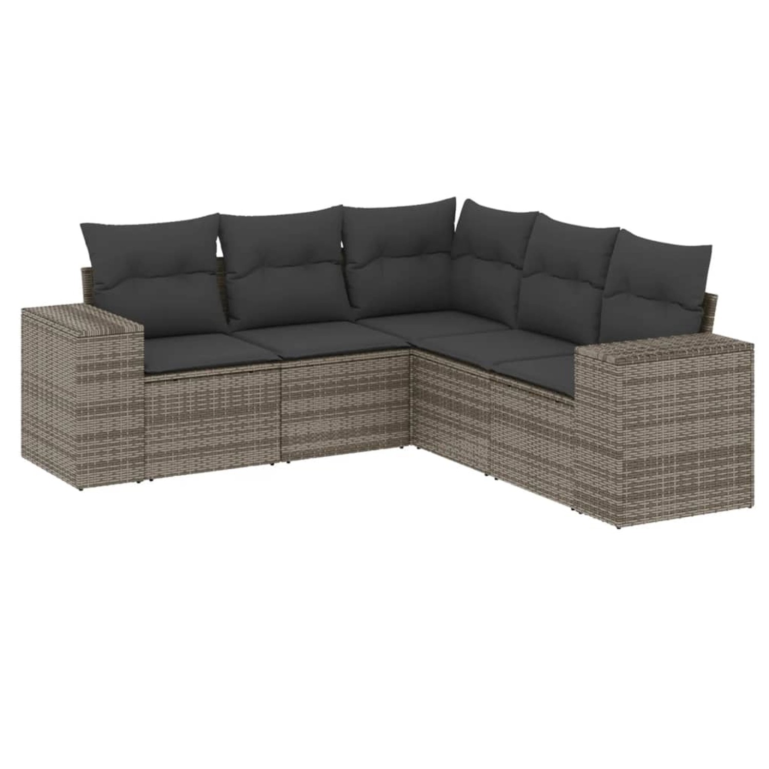 vidaXL 5-Tlg Garten-Sofagarnitur mit Kissen Grau Poly Rattan 3254887 günstig online kaufen
