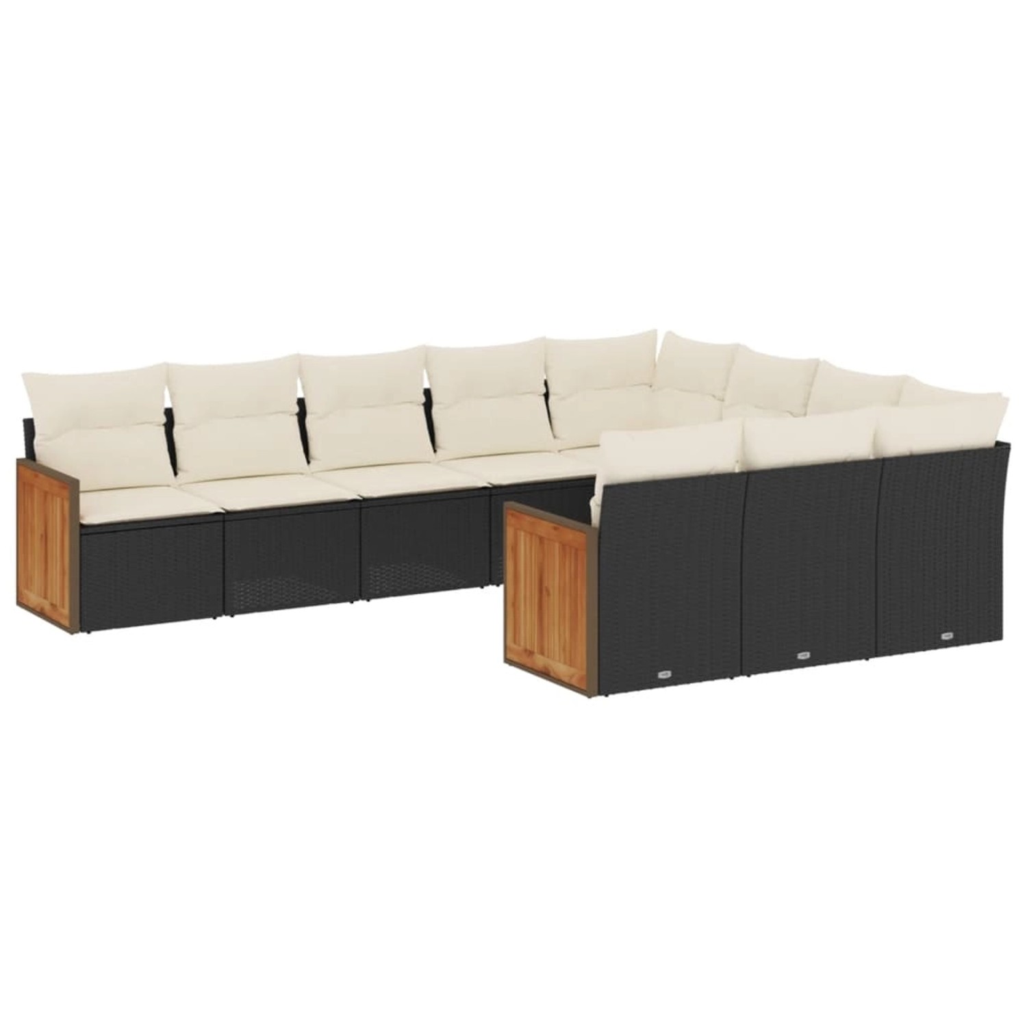 vidaXL 10-tlg Garten-Sofagarnitur mit Kissen Schwarz Poly Rattan Modell 127 günstig online kaufen