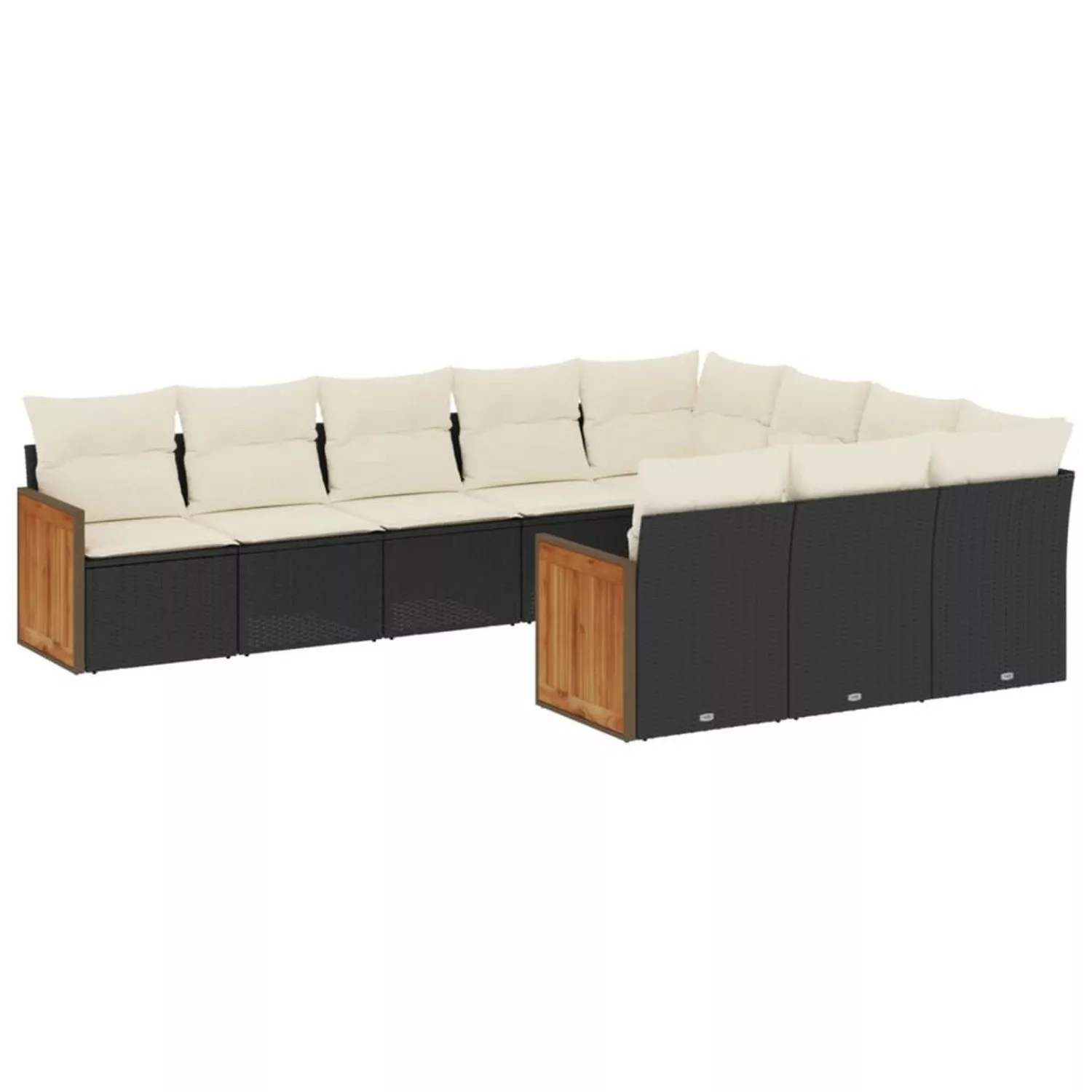 vidaXL 10-tlg Garten-Sofagarnitur mit Kissen Schwarz Poly Rattan Modell 127 günstig online kaufen