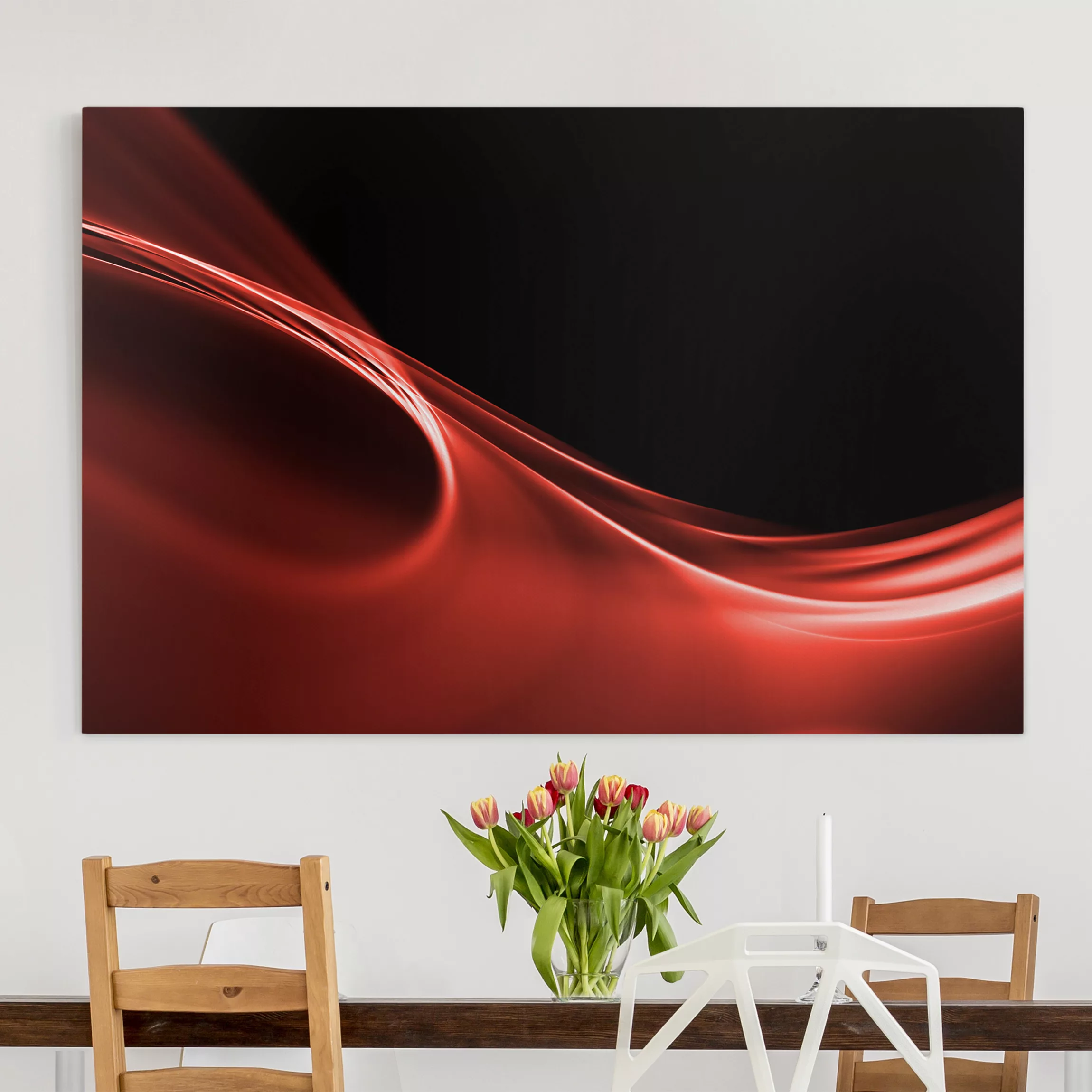 Leinwandbild Abstrakt - Querformat Red Wave günstig online kaufen