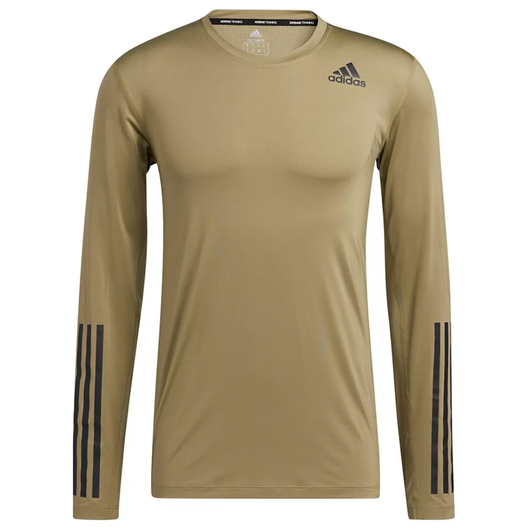 Adidas Tech-fit Ft 3 Stripes Langarm-t-shirt S Orbit Green günstig online kaufen