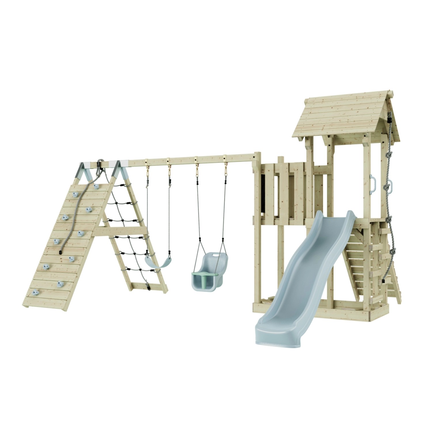 OutdoorToys Spielturm Roskilde mit Babyschaukel Eisblau günstig online kaufen