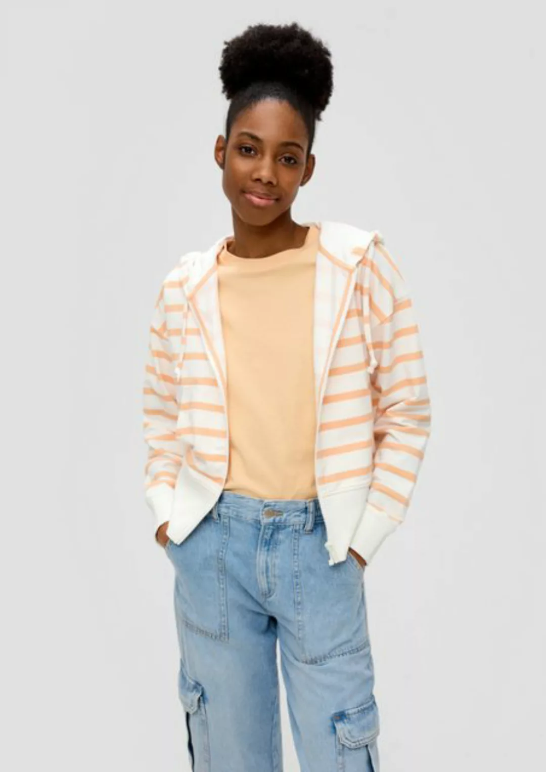 QS Sweatshirt Sweatjacke aus Baumwollstretch günstig online kaufen